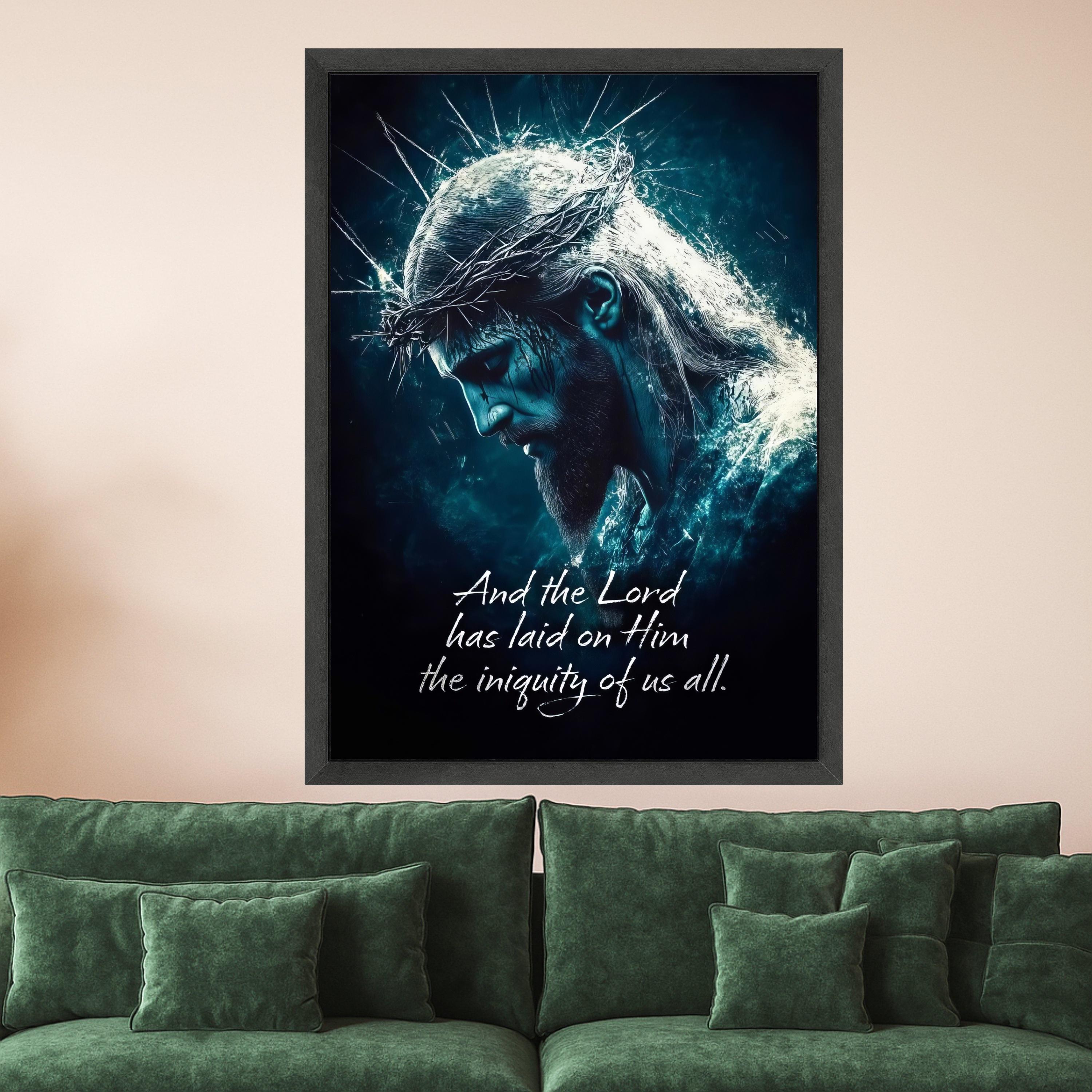 Jesus Christ Crown of Thorns Canvas, Religious Wall Art, Sacred Portrait Print, Christian Inspirational Canvas, Spiritual Ready To Hang,