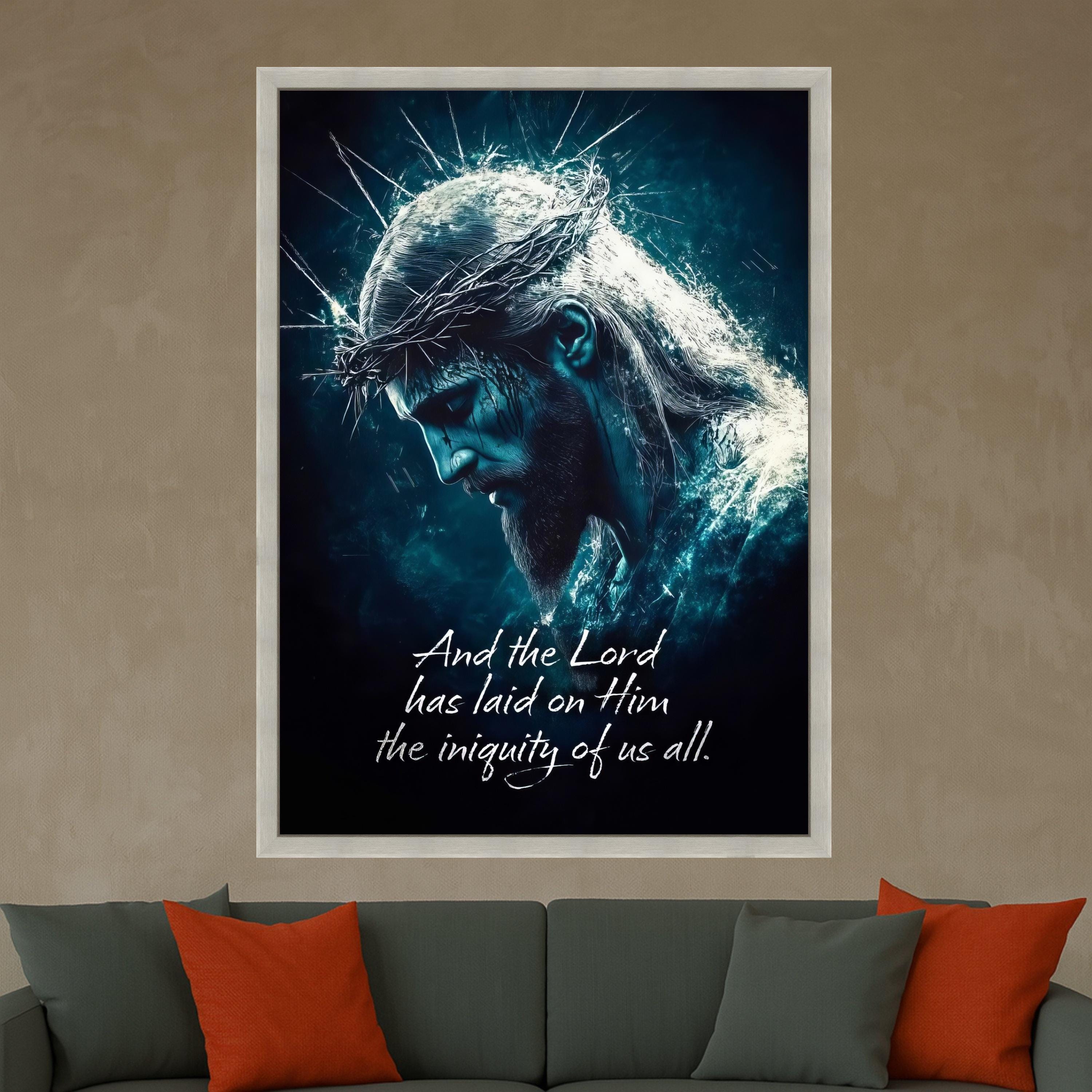 Jesus Christ Crown of Thorns Canvas, Religious Wall Art, Sacred Portrait Print, Christian Inspirational Canvas, Spiritual Ready To Hang,
