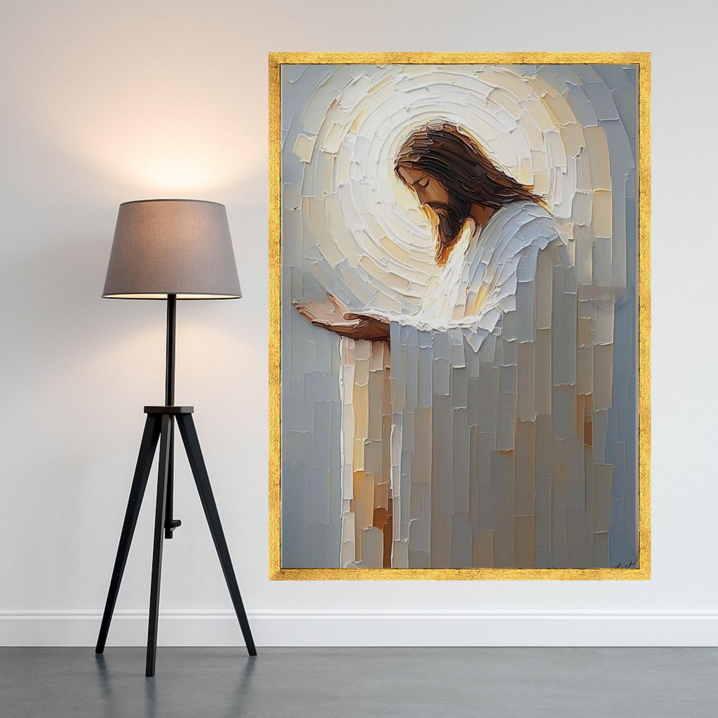 Jesus Praying Canvas Wall Art, Religious Christian Canvas, Spiritual Home Decor, Inspirational Wall Art, Faith Illustration Ready To Hang,