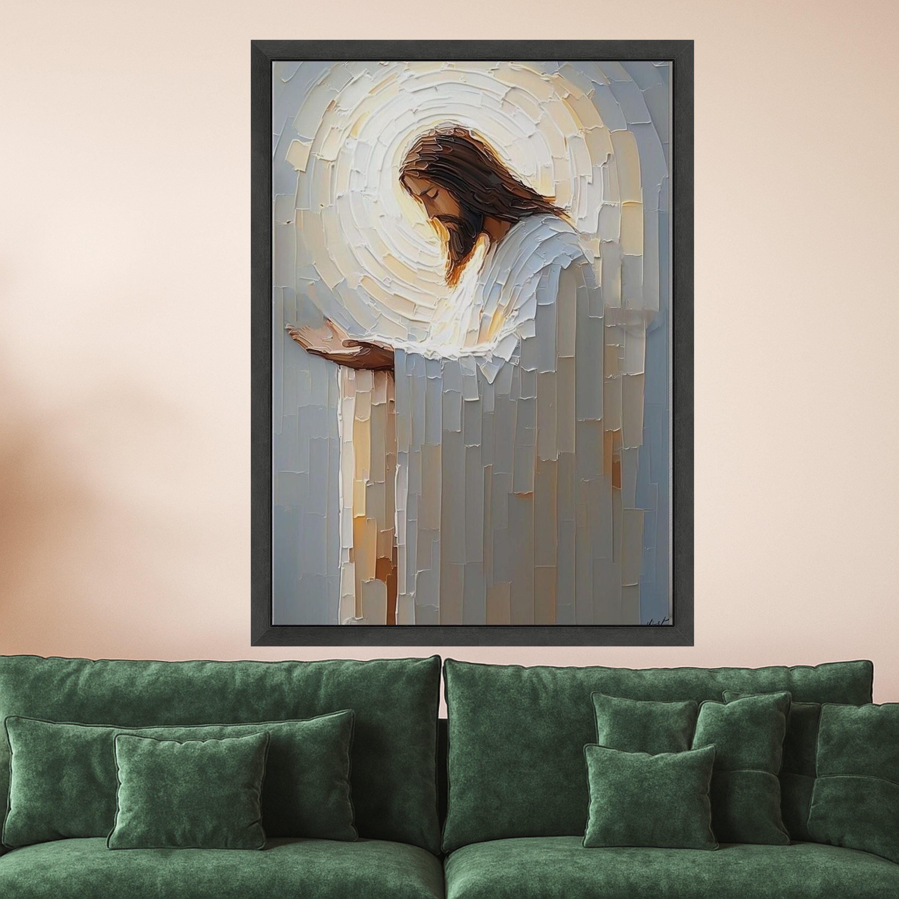 Jesus Praying Canvas Wall Art, Religious Christian Canvas, Spiritual Home Decor, Inspirational Wall Art, Faith Illustration Ready To Hang,