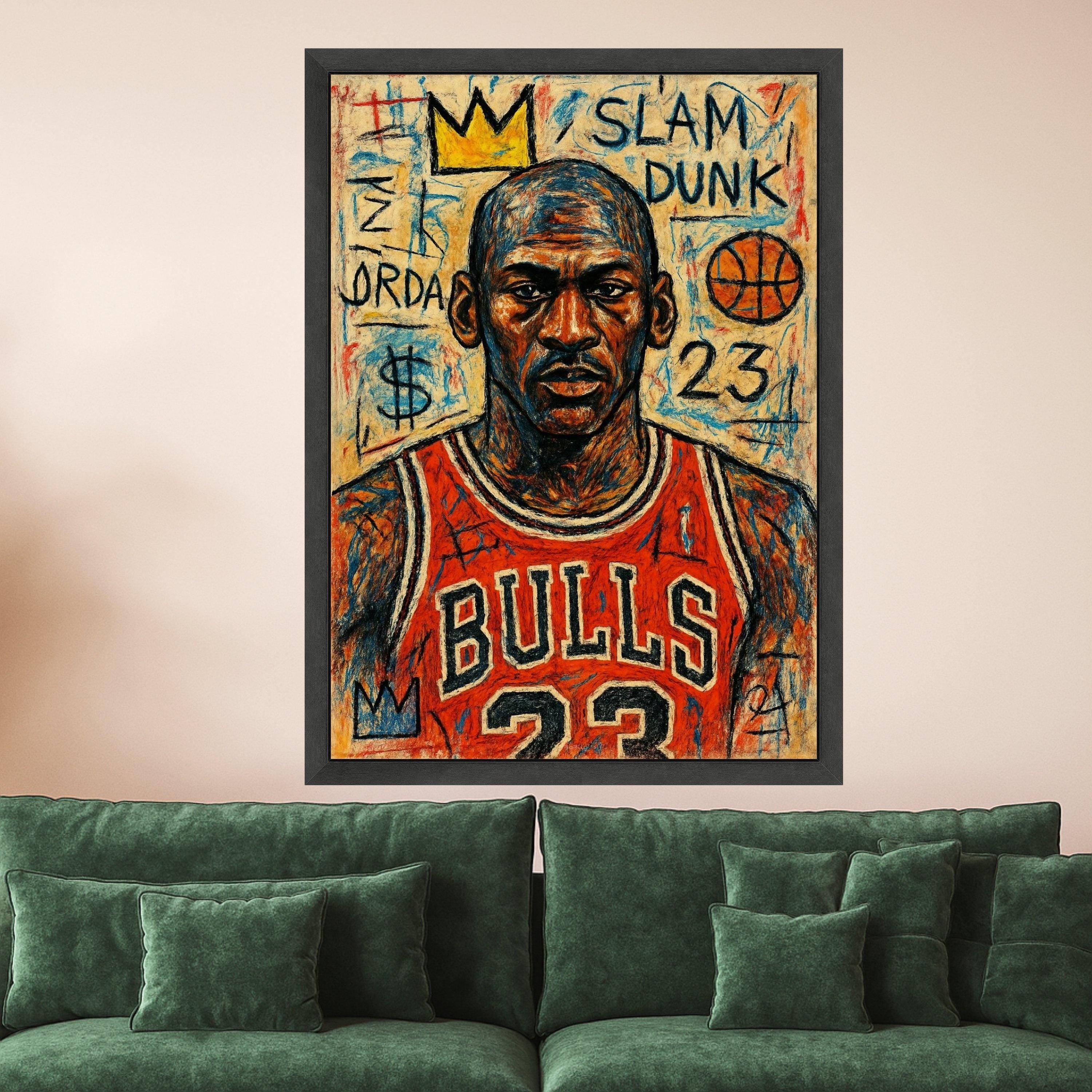 Michael Jordan Portrait Canvas Wall Art, Basketball Legend Painting, Chicago Bulls 23, Slam Dunk Sports Art, Urban Street Ready To Hang,