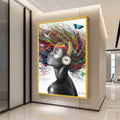 Vibrant Afro Woman Canvas Art, Color Splash Hair, Modern Portrait Wall Art, Headphones Abstract Painting, Contemporary Home Ready To Hang,