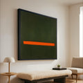 Mark Rothko Style 191 Canvas Wall Art, Abstract Green and Orange Block, Minimalist Modern Art Print, Bold Color Contrast Ready To Hang,