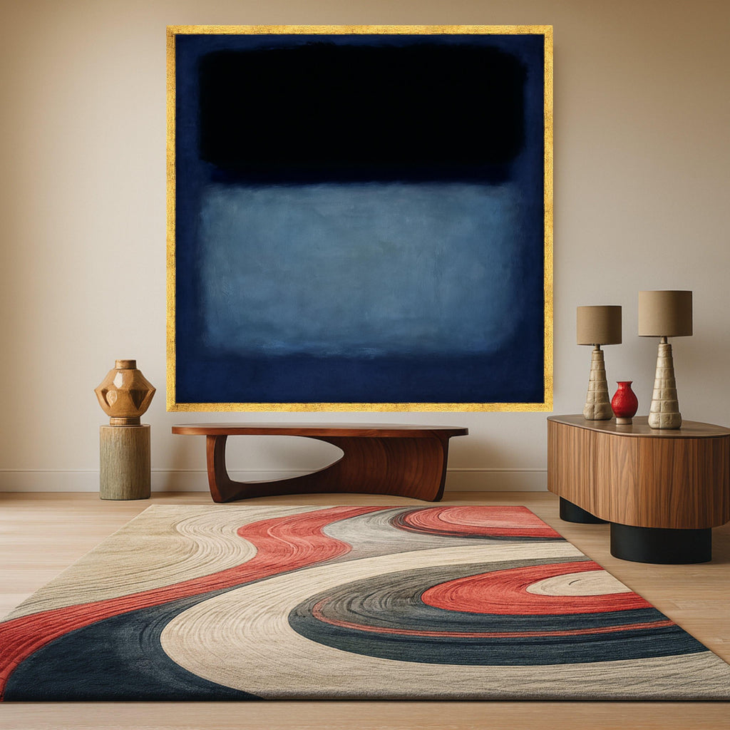 Mark Rothko Inspired No. 612 Blue and Black Canvas, Abstract Color Field Wall Art, Modern Minimalist Canvas Painting, Home Ready To Hang,