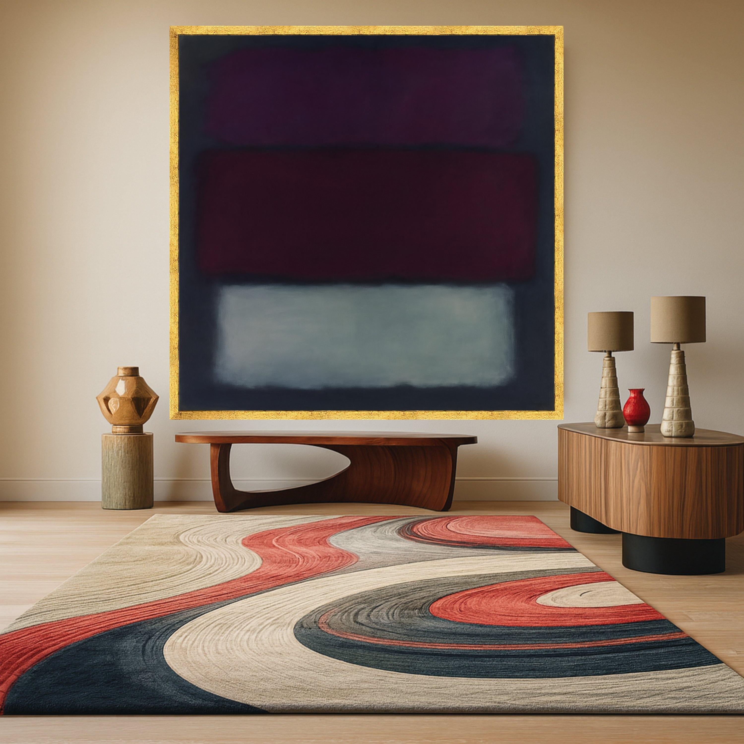 Mark Rothko Inspired Canvas, No. 14, Deep Plum, Burgundy, and Soft Gray Abstract Wall Art, Contemporary Color Block Canvas, Ready To Hang,