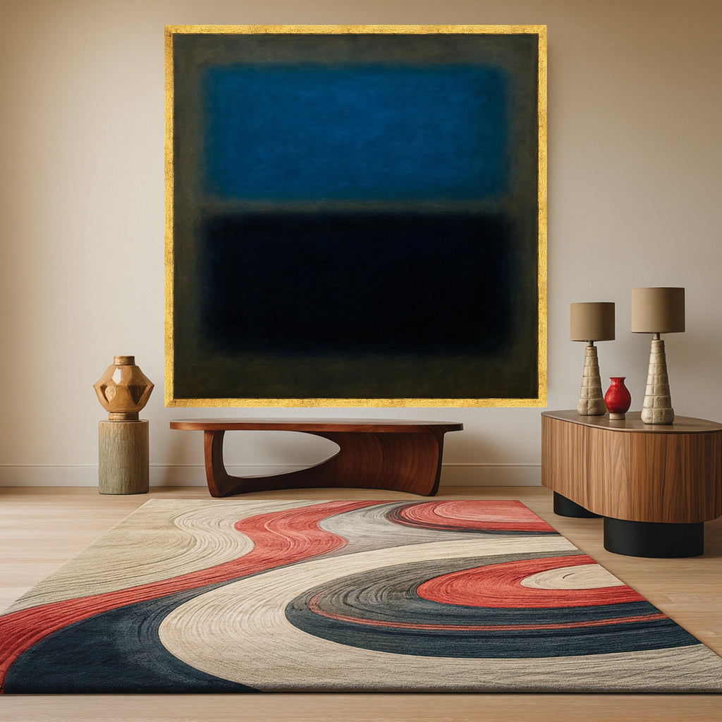 Mark Rothko Inspired 15-32 Canvas Wall Art, Blue and Black Abstract Painting, Modern Art Canvas, Color Field Expressionism, Ready To Hang,