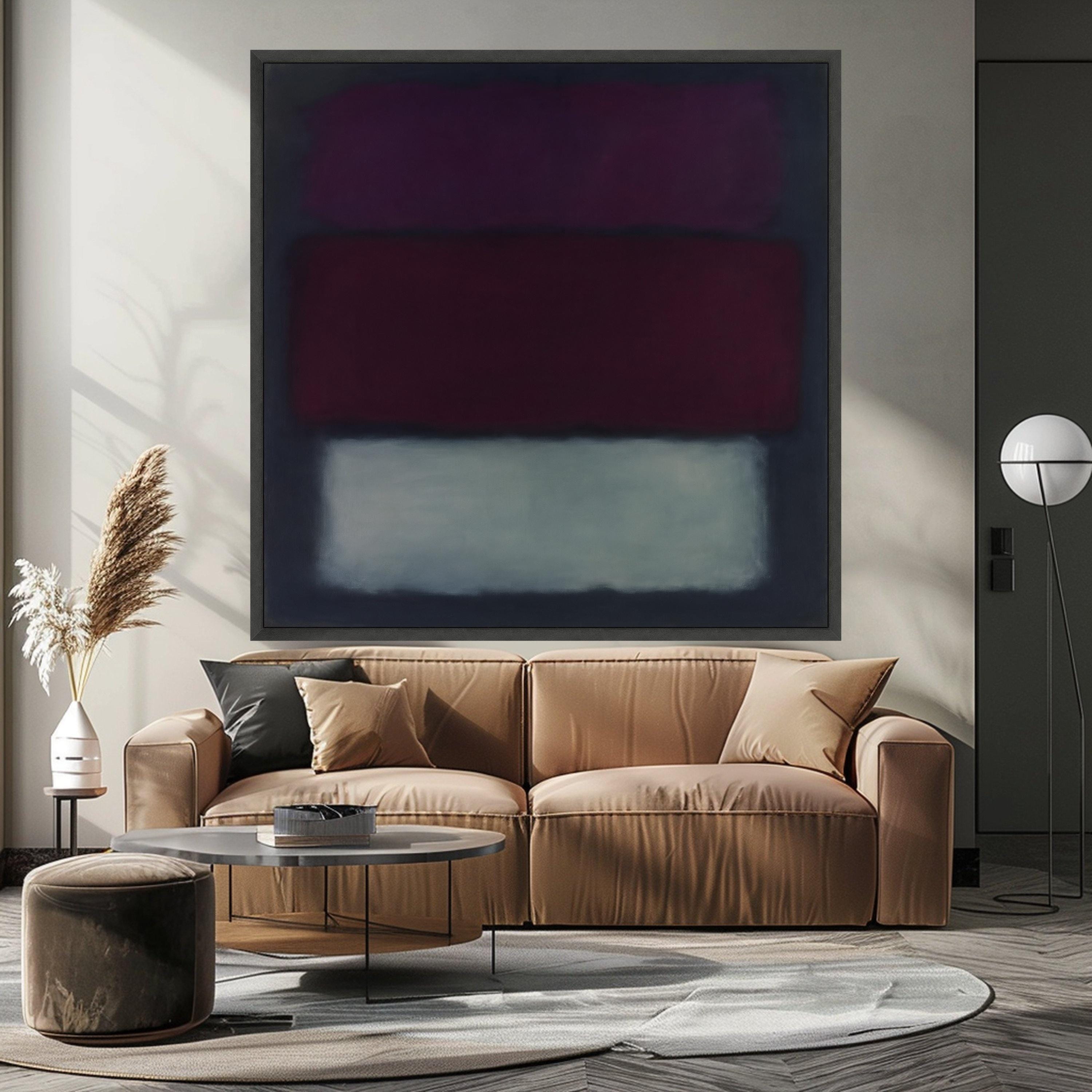 Mark Rothko Inspired Canvas, No. 14, Deep Plum, Burgundy, and Soft Gray Abstract Wall Art, Contemporary Color Block Canvas, Ready To Hang,