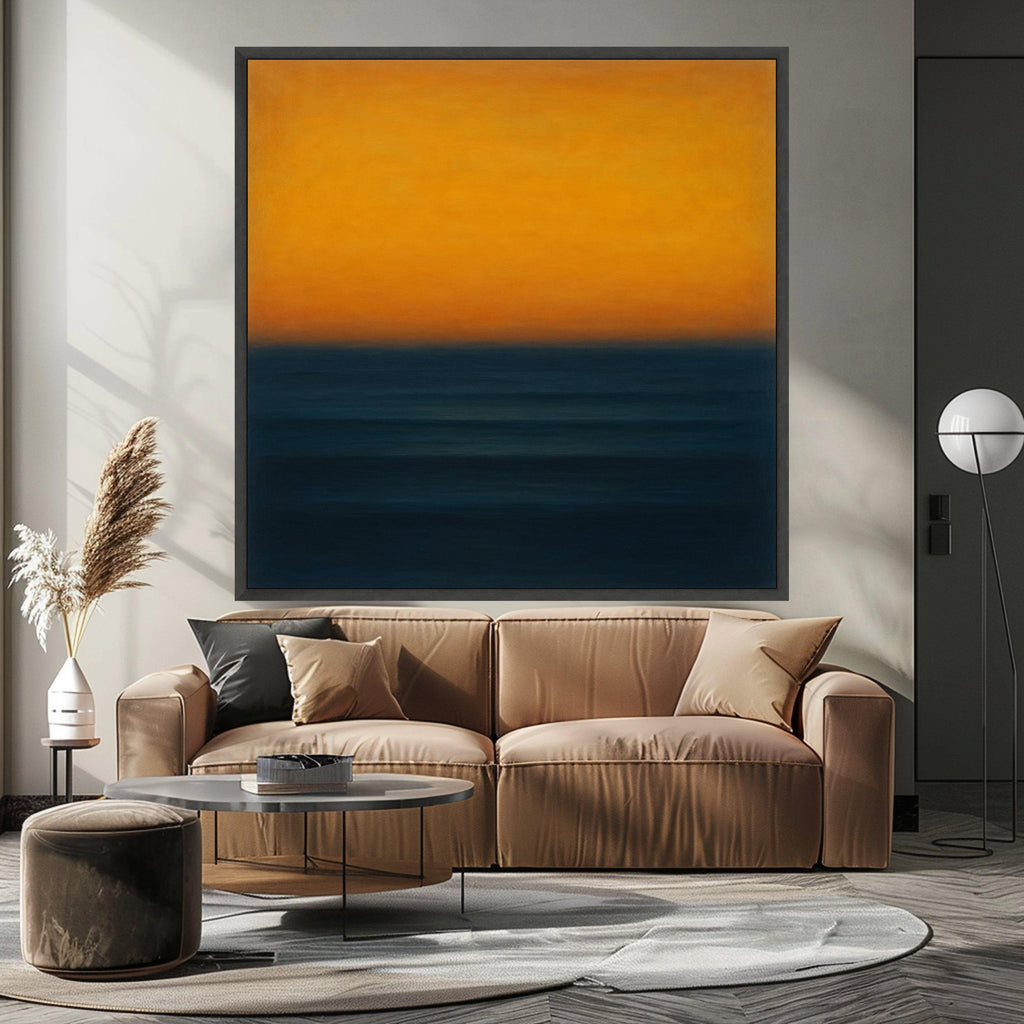 Mark Rothko Inspired No. 14 Canvas, Deep Blue and Vibrant Orange Abstract Wall Art, Modern Color Block Painting, Contemporary Ready To Hang,
