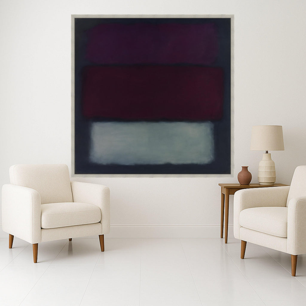 Mark Rothko Inspired Canvas, No. 14, Deep Plum, Burgundy, and Soft Gray Abstract Wall Art, Contemporary Color Block Canvas, Ready To Hang,