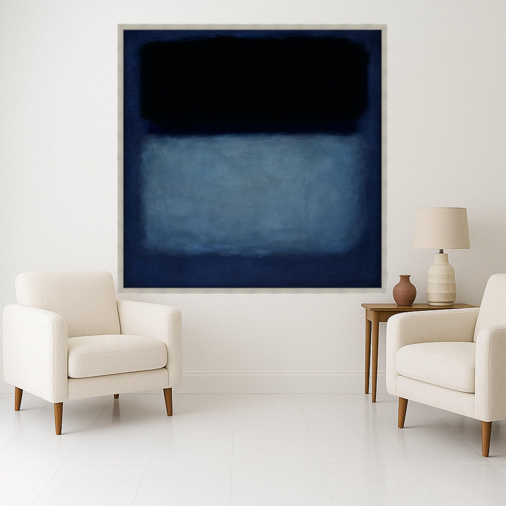 Mark Rothko Inspired No. 612 Blue and Black Canvas, Abstract Color Field Wall Art, Modern Minimalist Canvas Painting, Home Ready To Hang,