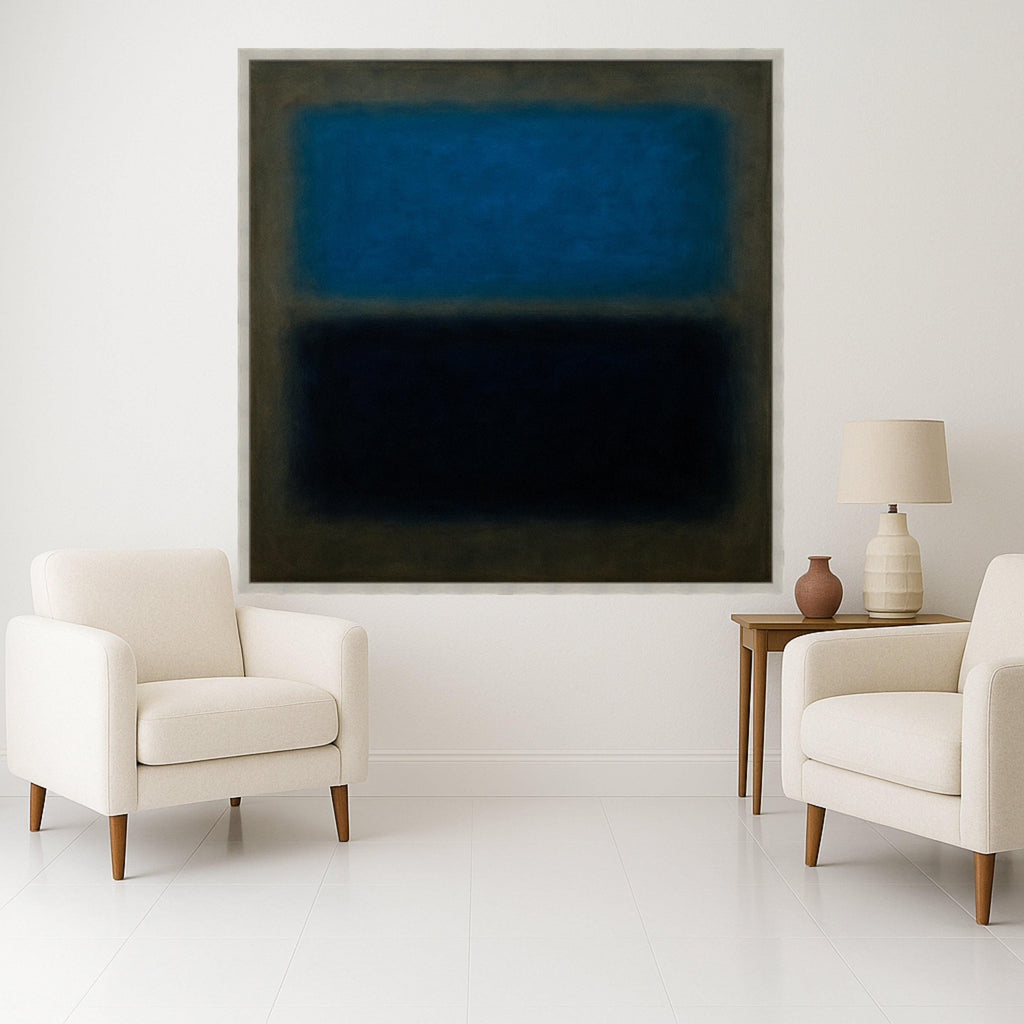 Mark Rothko Inspired 15-32 Canvas Wall Art, Blue and Black Abstract Painting, Modern Art Canvas, Color Field Expressionism, Ready To Hang,