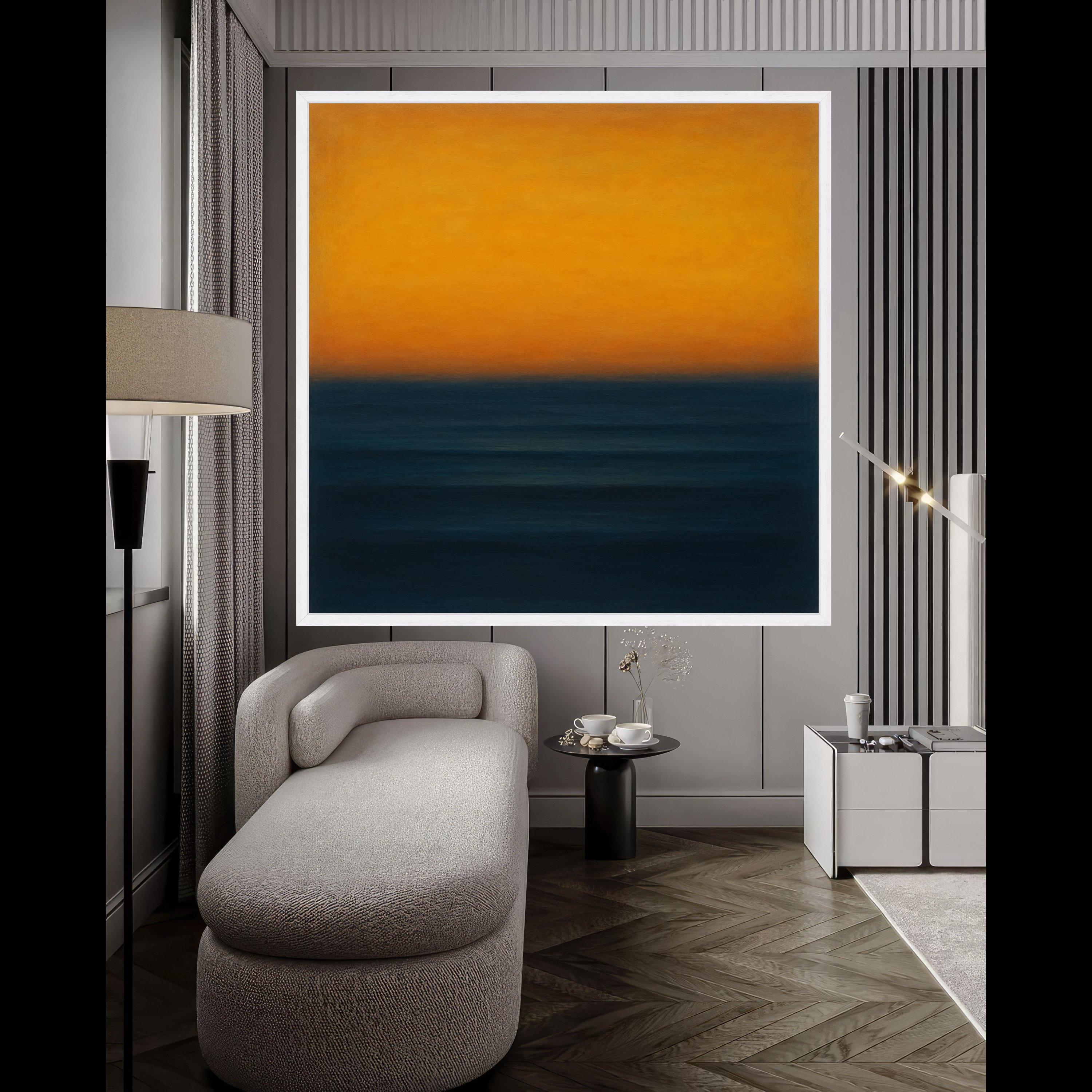 Mark Rothko Inspired No. 14 Canvas, Deep Blue and Vibrant Orange Abstract Wall Art, Modern Color Block Painting, Contemporary Ready To Hang,