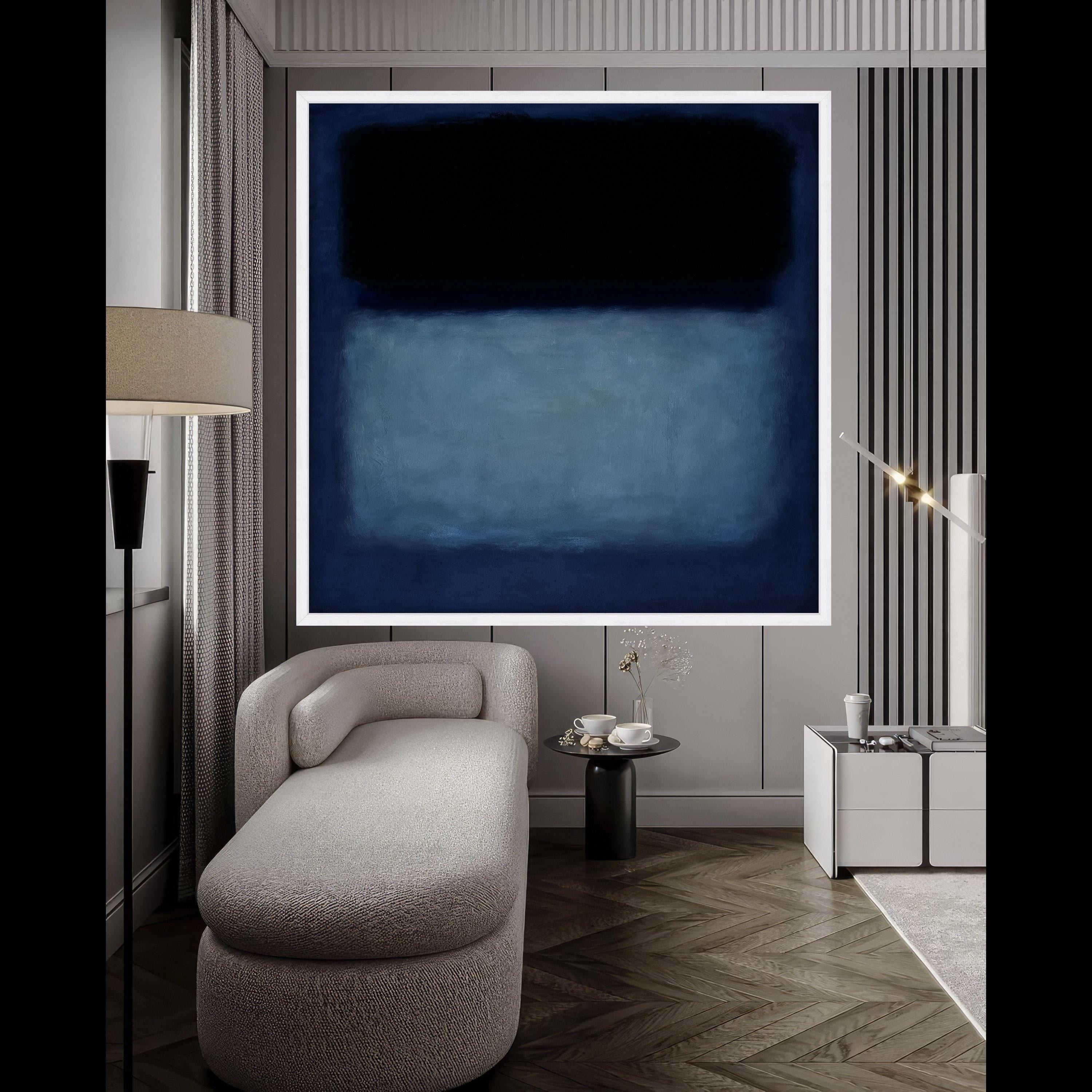 Mark Rothko Inspired No. 612 Blue and Black Canvas, Abstract Color Field Wall Art, Modern Minimalist Canvas Painting, Home Ready To Hang,
