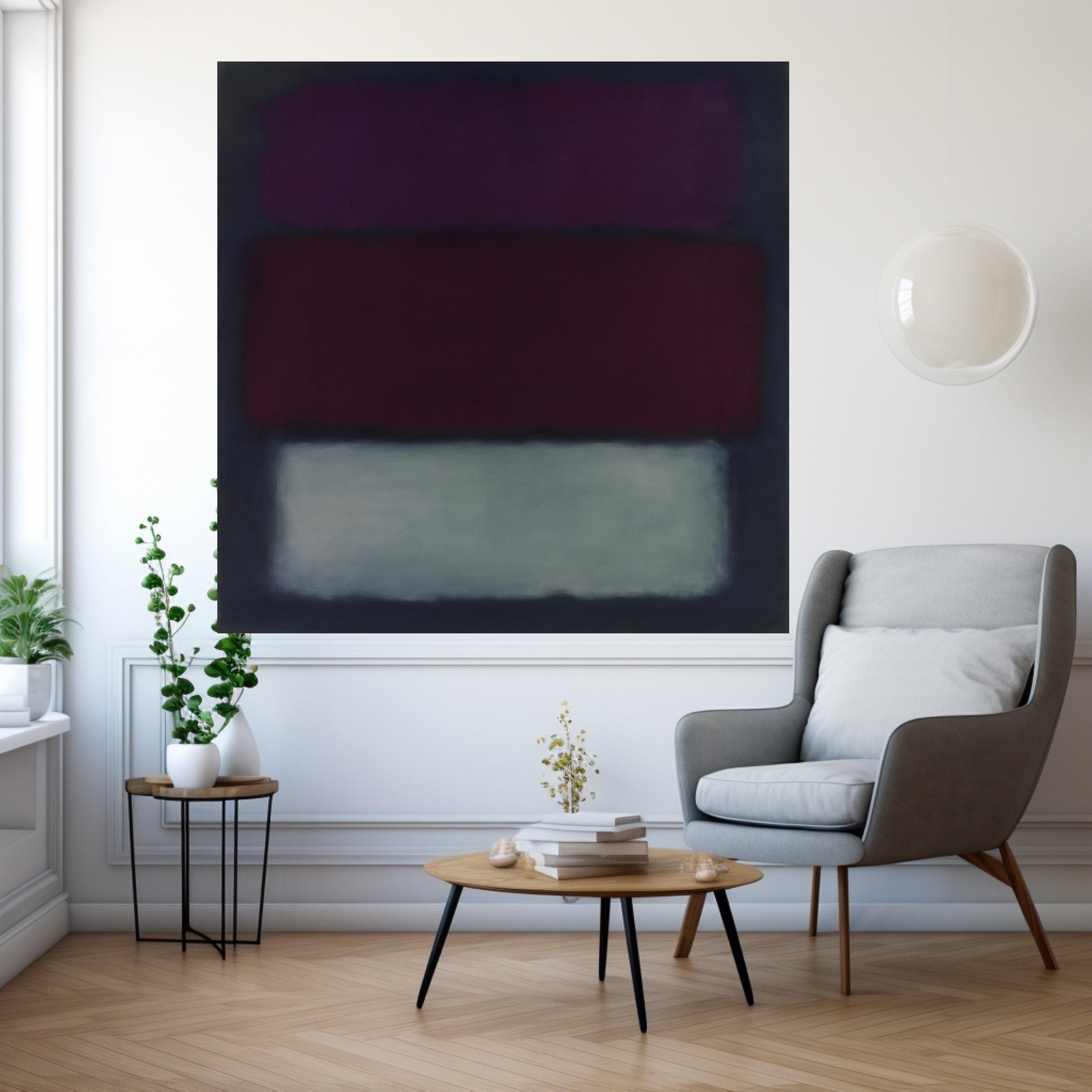 Mark Rothko Inspired Canvas, No. 14, Deep Plum, Burgundy, and Soft Gray Abstract Wall Art, Contemporary Color Block Canvas, Ready To Hang,