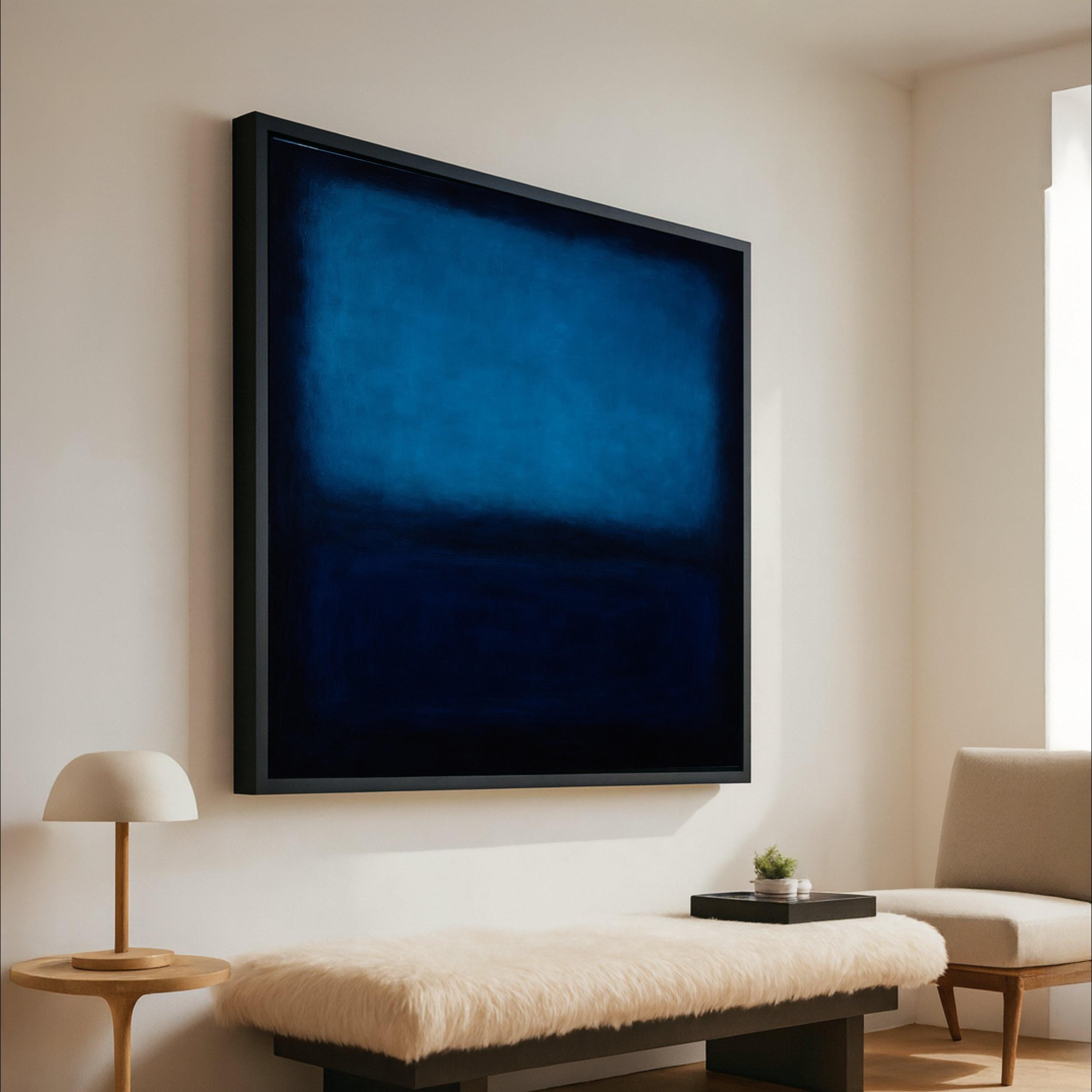 Mark Rothko Style 1960 Deep Blue Canvas, Abstract Color Field Wall Art, Modern Blue and Navy Canvas, Contemporary Art Print, Ready To Hang,