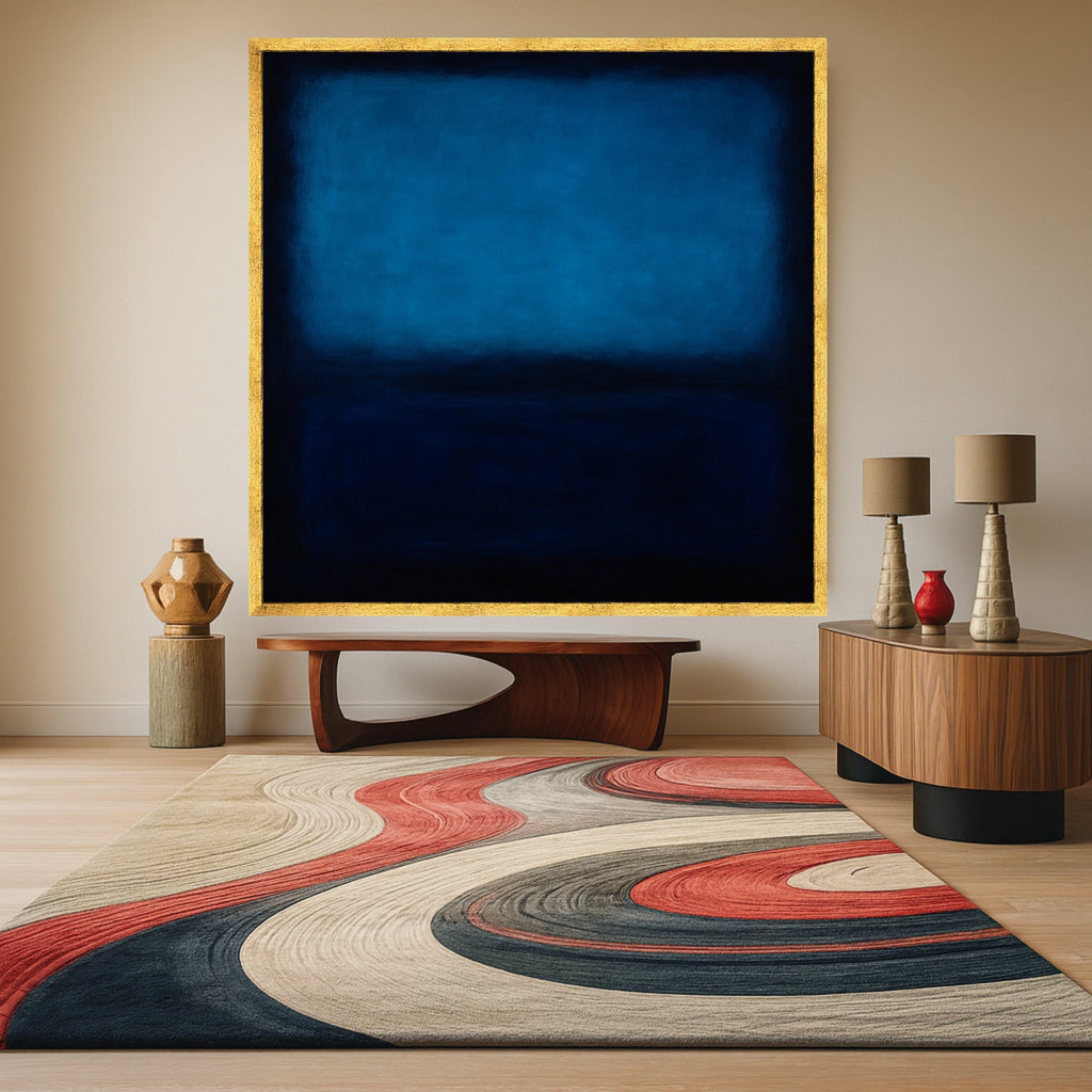 Mark Rothko Style 1960 Deep Blue Canvas, Abstract Color Field Wall Art, Modern Blue and Navy Canvas, Contemporary Art Print, Ready To Hang,