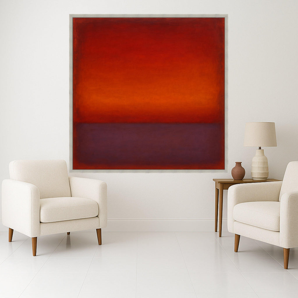 Mark Rothko Style 14-6354 Canvas, Deep Red and Burnt Orange Abstract Wall Art, Modern Color Block Canvas, Contemporary Home Ready To Hang,