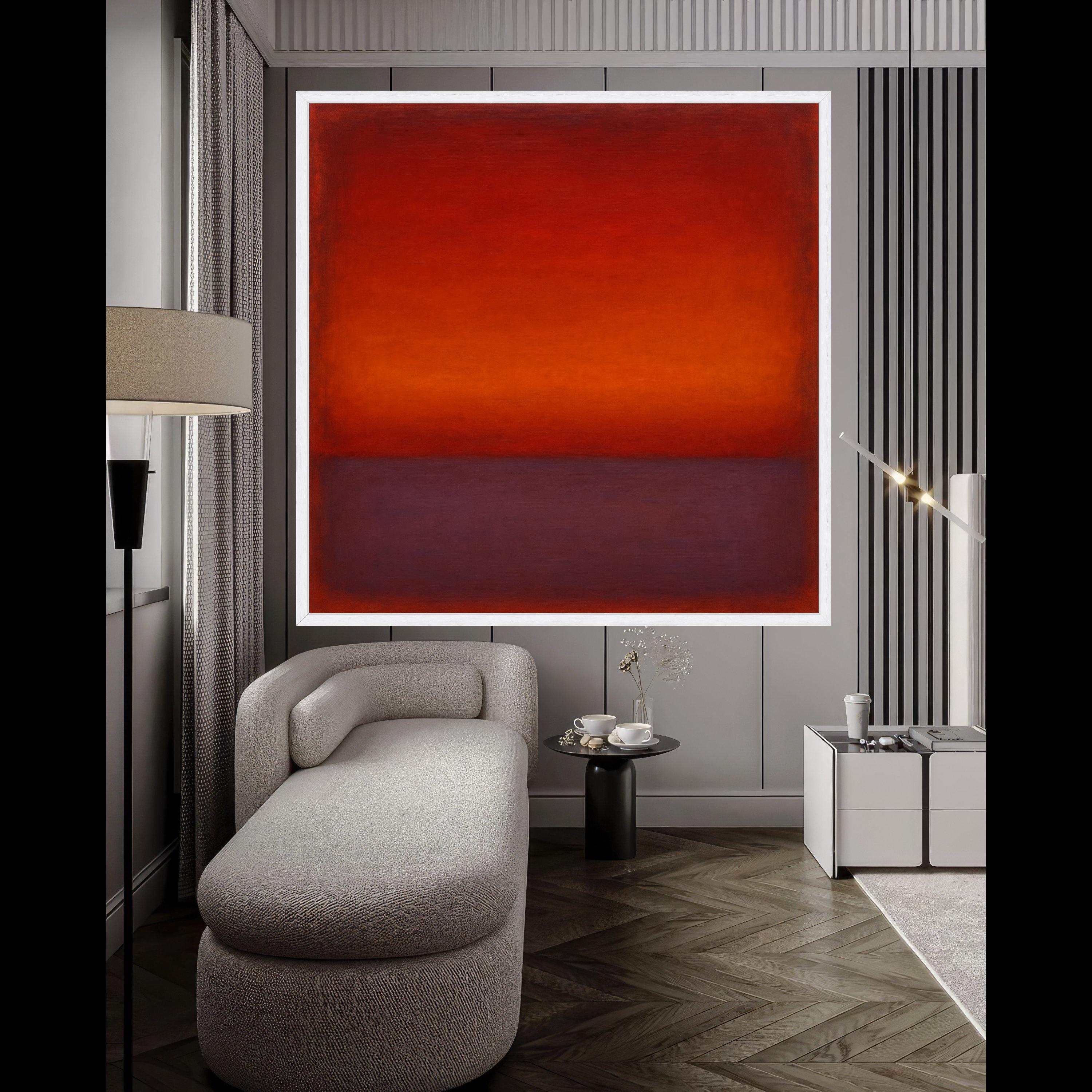 Mark Rothko Style 14-6354 Canvas, Deep Red and Burnt Orange Abstract Wall Art, Modern Color Block Canvas, Contemporary Home Ready To Hang,