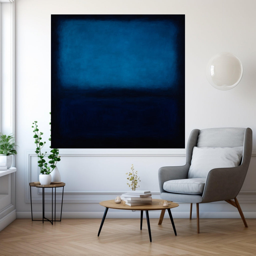 Mark Rothko Style 1960 Deep Blue Canvas, Abstract Color Field Wall Art, Modern Blue and Navy Canvas, Contemporary Art Print, Ready To Hang,