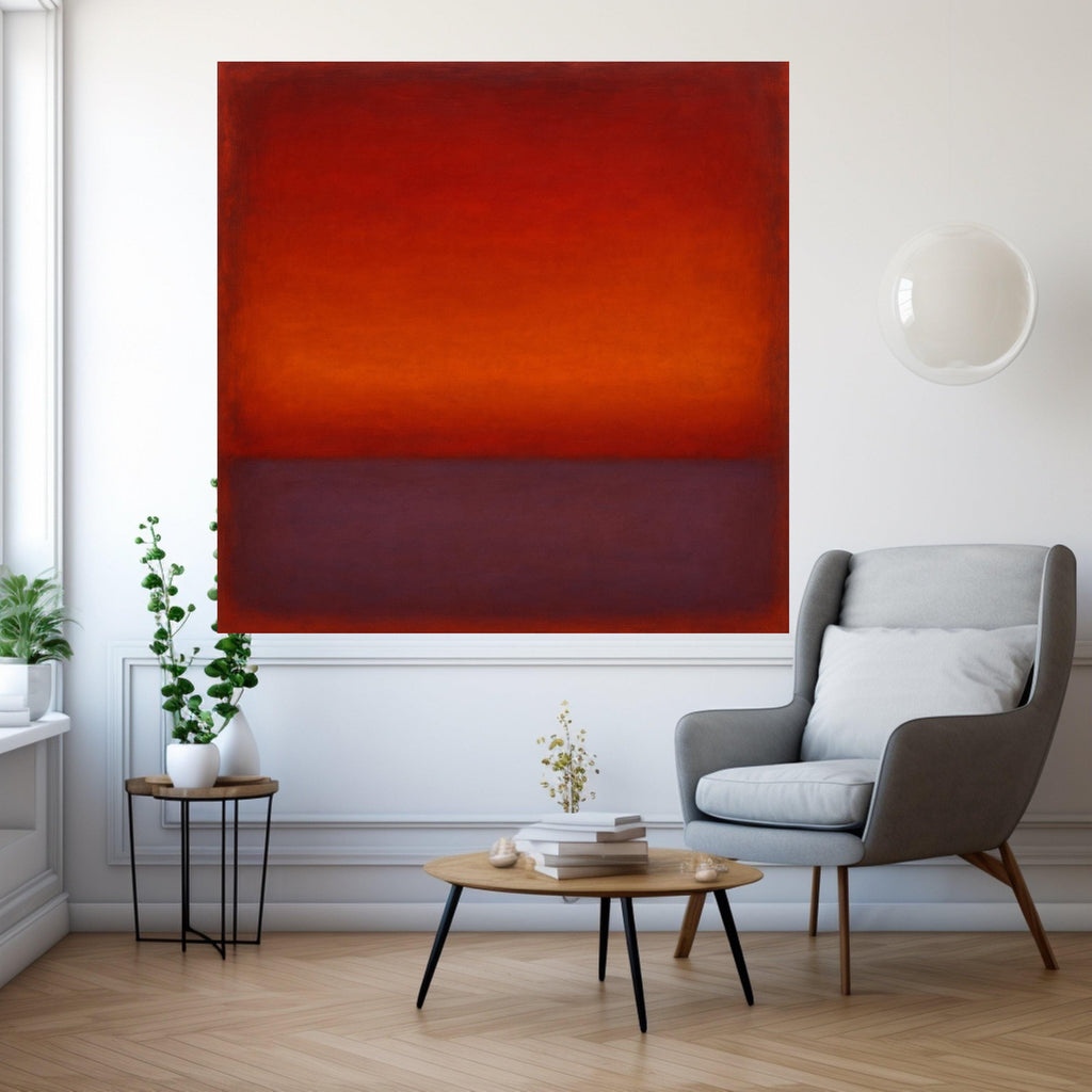 Mark Rothko Style 14-6354 Canvas, Deep Red and Burnt Orange Abstract Wall Art, Modern Color Block Canvas, Contemporary Home Ready To Hang,