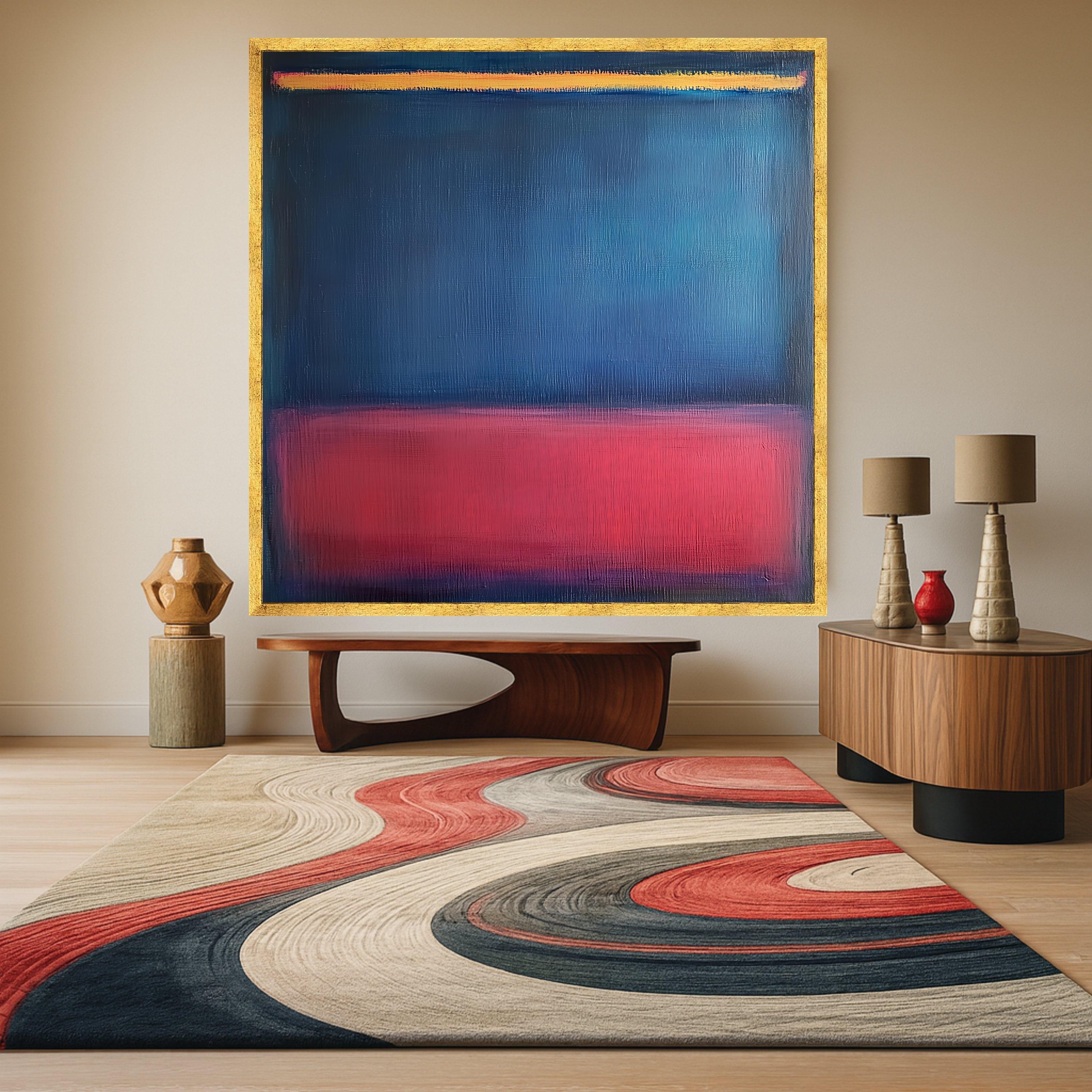 Mark Rothko Style Canvas Wall Art 1952-7, Abstract Blue and Red Blocks, Modern Minimalist Canvas, Color Field Painting Home Ready To Hang,