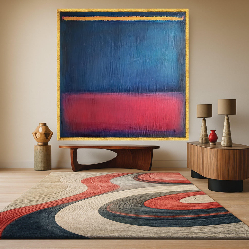Mark Rothko Style Canvas Wall Art 1952-7, Abstract Blue and Red Blocks, Modern Minimalist Canvas, Color Field Painting Home Ready To Hang,