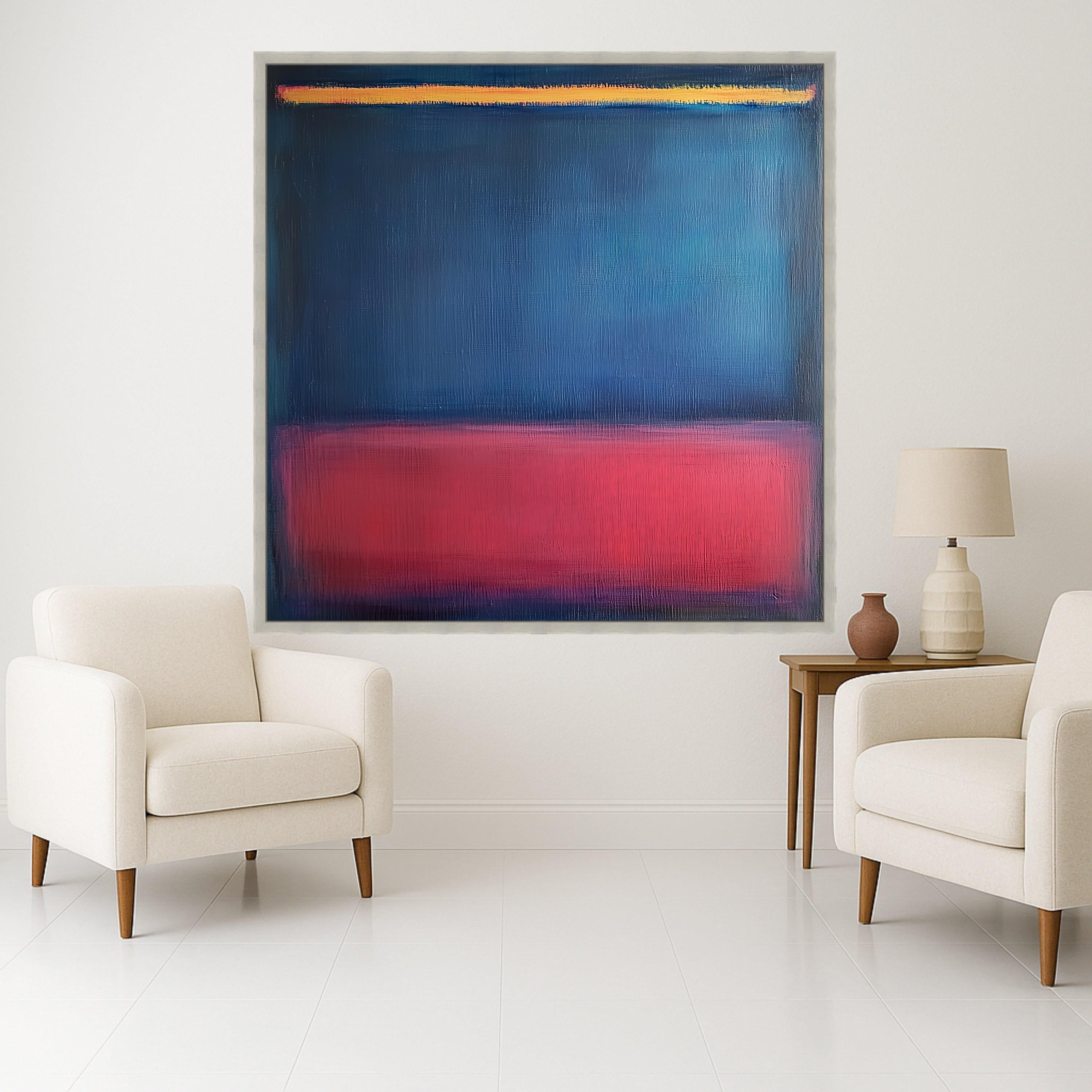 Mark Rothko Style Canvas Wall Art 1952-7, Abstract Blue and Red Blocks, Modern Minimalist Canvas, Color Field Painting Home Ready To Hang,