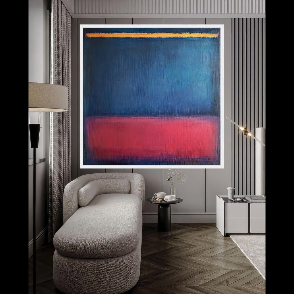 Mark Rothko Style Canvas Wall Art 1952-7, Abstract Blue and Red Blocks, Modern Minimalist Canvas, Color Field Painting Home Ready To Hang,