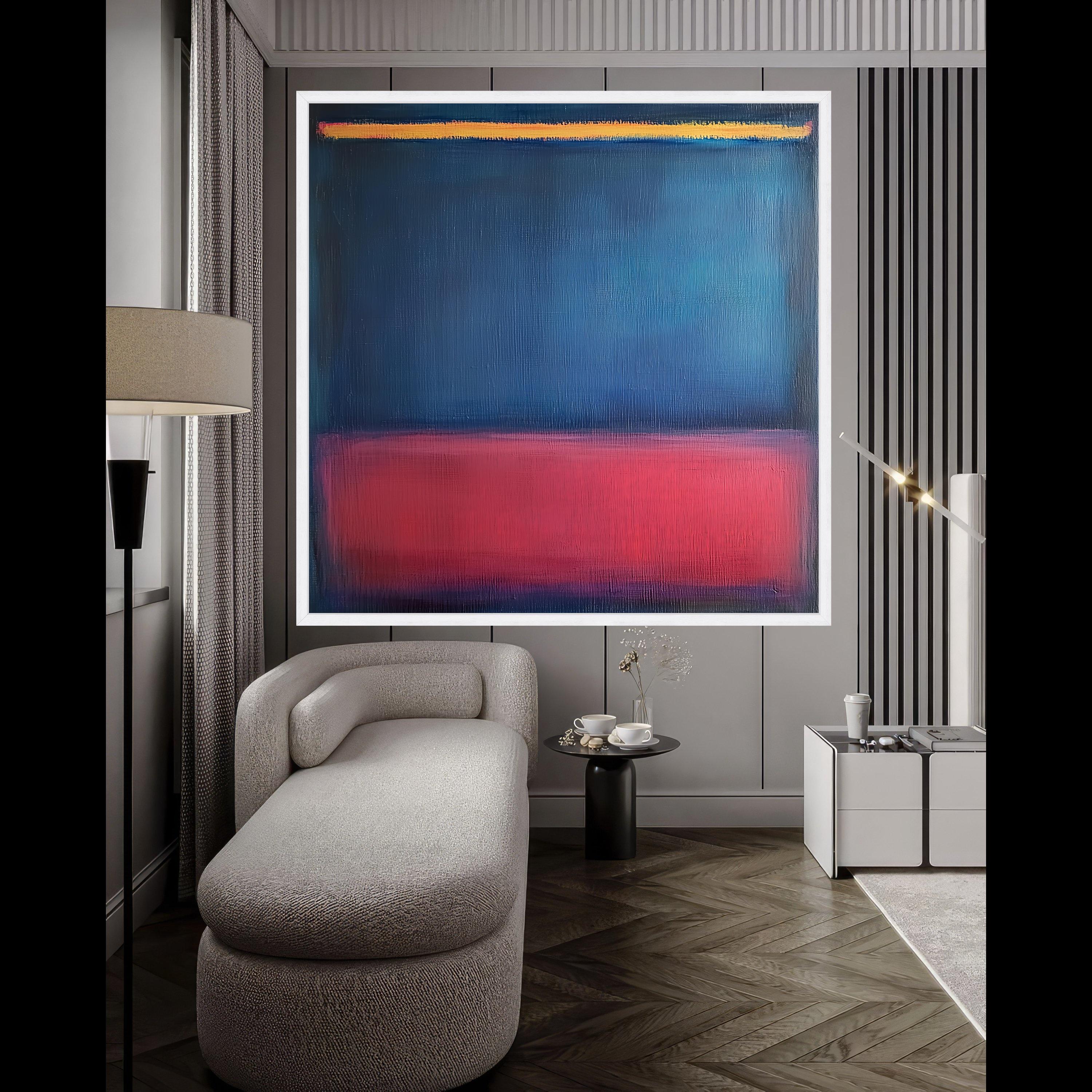 Mark Rothko Style Canvas Wall Art 1952-7, Abstract Blue and Red Blocks, Modern Minimalist Canvas, Color Field Painting Home Ready To Hang,