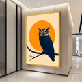 Bold Owl Silhouette Canvas Wall Art, Abstract Nature Bird Design, Orange Sun Background, Modern Wildlife Decoration, Ready to Ready To Hang,