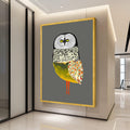 Whimsical Owl Illustration Canvas, Colorful Bird Wall Art, Modern Animal Print, Unique Home Decor, Nature Inspired Canvas Art Ready To Hang,