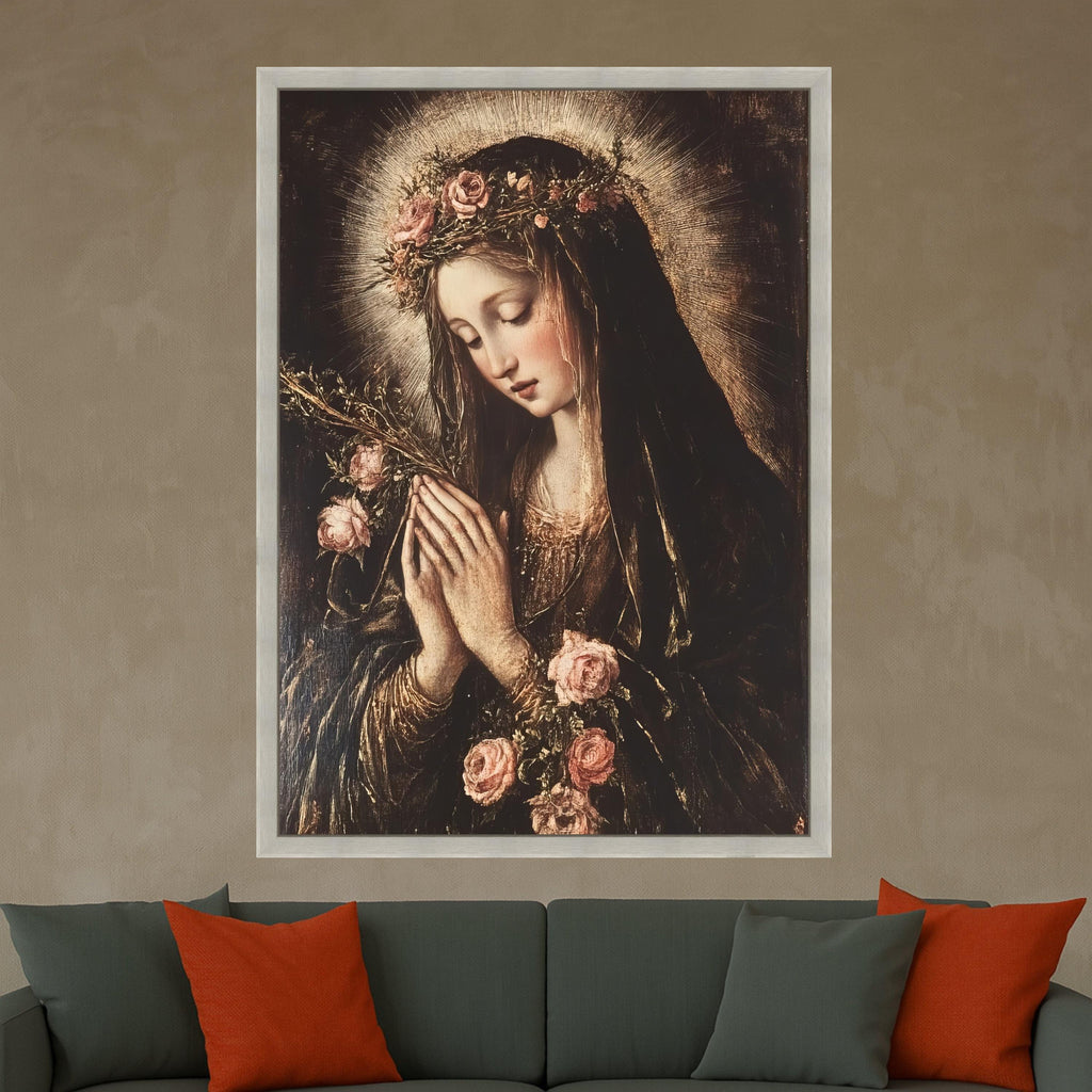 Virgin Mary Canvas Print – Religious Wall Art Ready to Hang – Classic Catholic Wall Decor & Wall Decoration