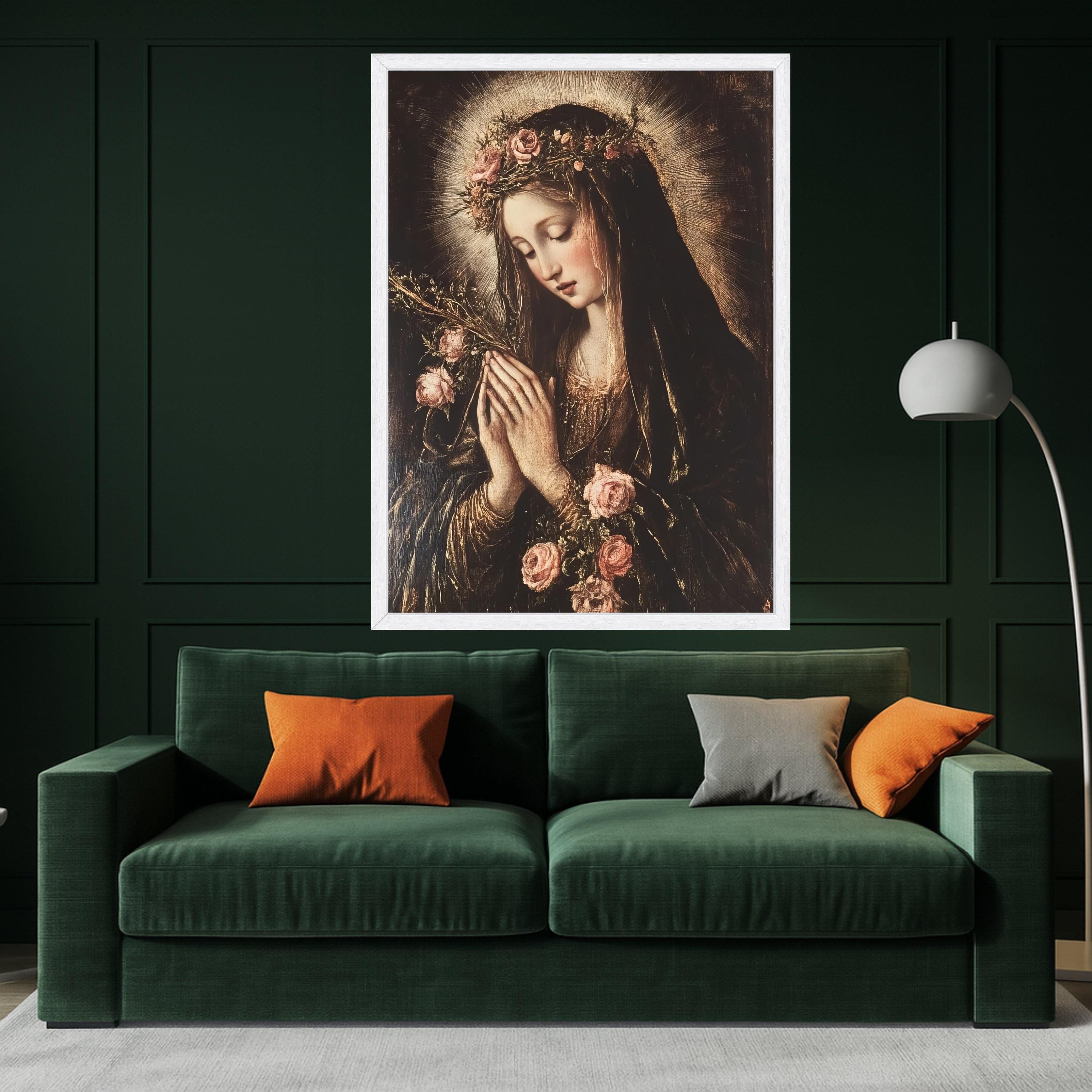 Virgin Mary Canvas Print – Religious Wall Art Ready to Hang – Classic Catholic Wall Decor & Wall Decoration