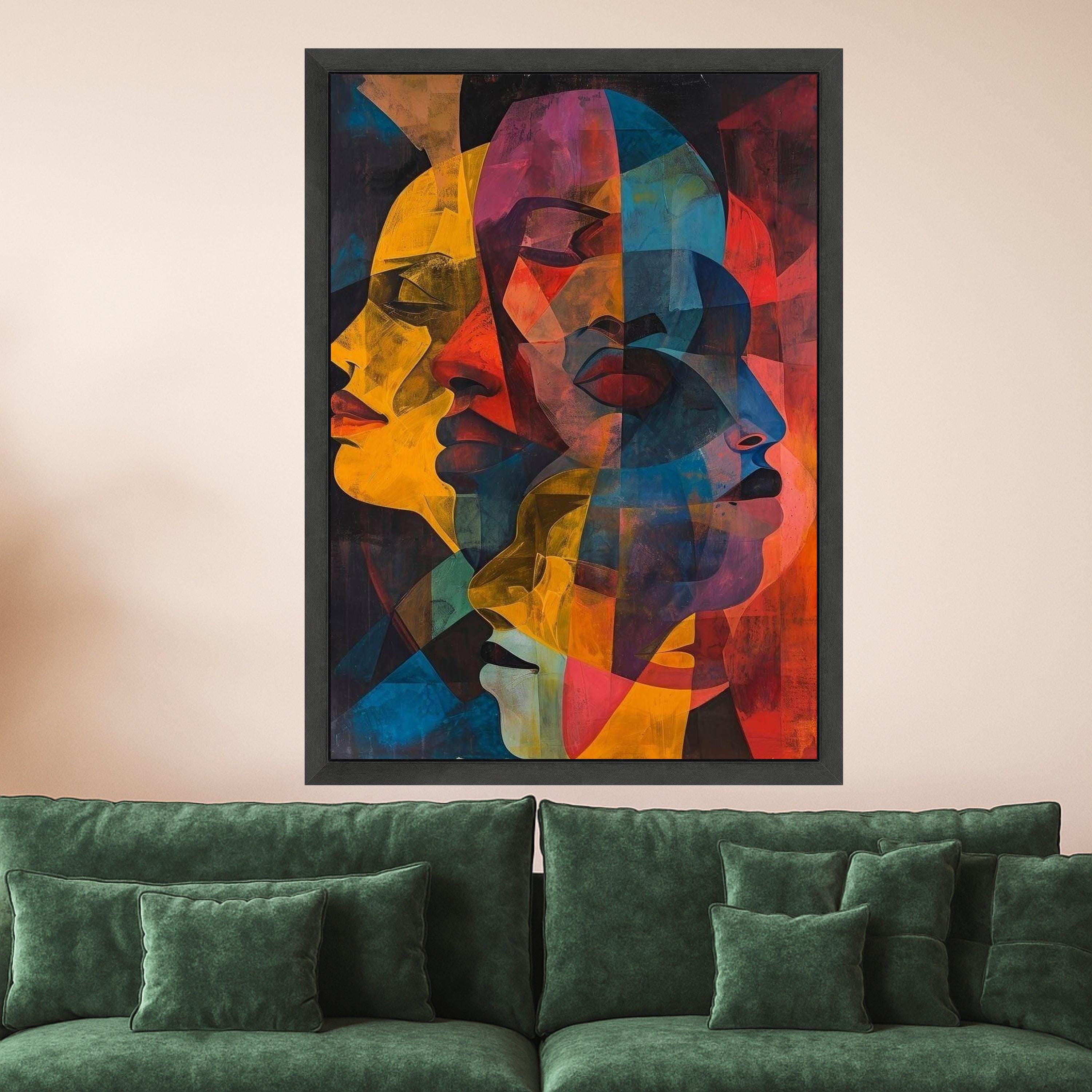 Abstract Faces Canvas Wall Art, Modern Colorful Portraits, Geometric Human Faces, Contemporary Art Print, Vibrant Home Decor Ready To Hang,