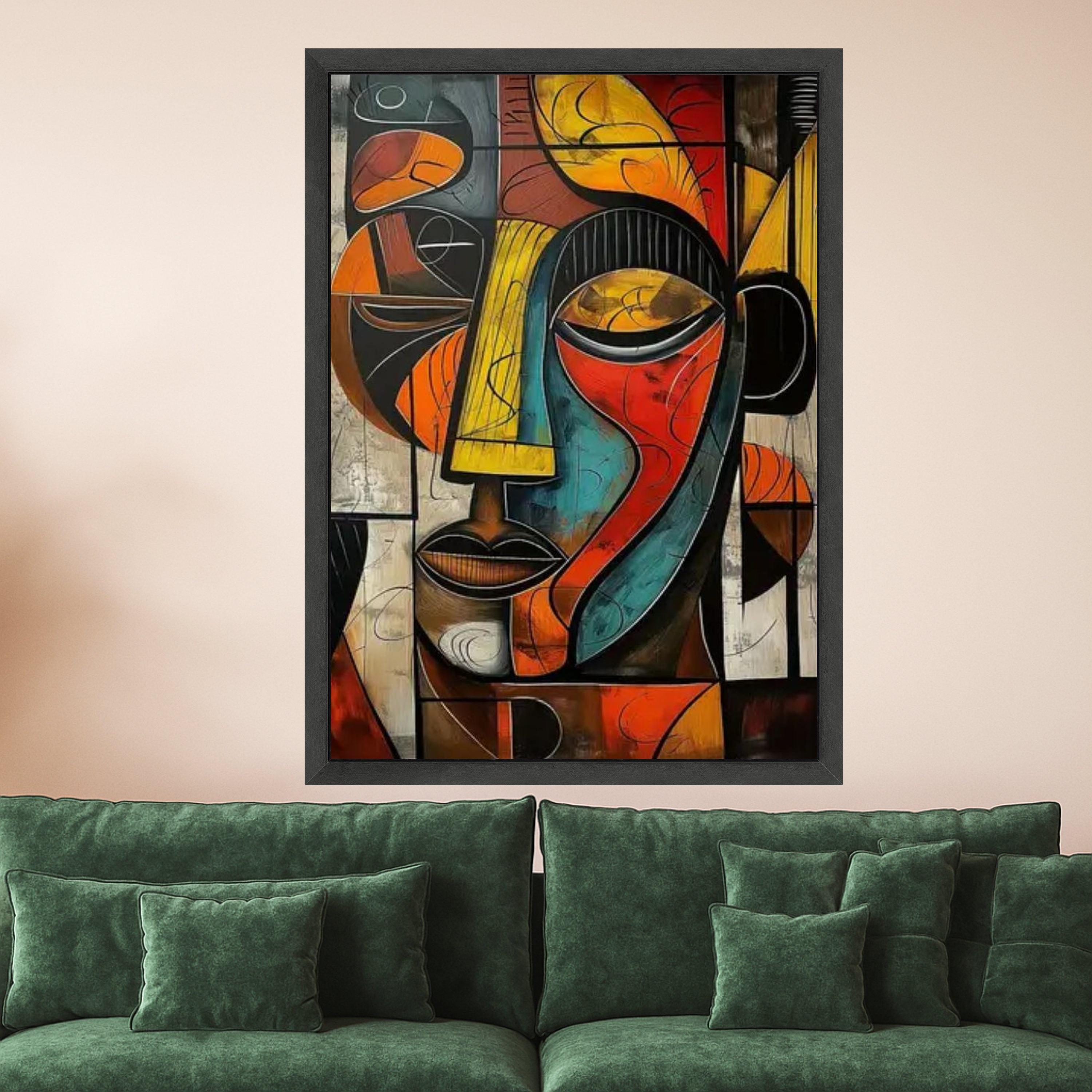 Abstract Cubism Face Canvas, Modern Geometric Wall Art, Colorful Portrait Canvas, Contemporary Home Decoration, Artistic Wall Ready To Hang,