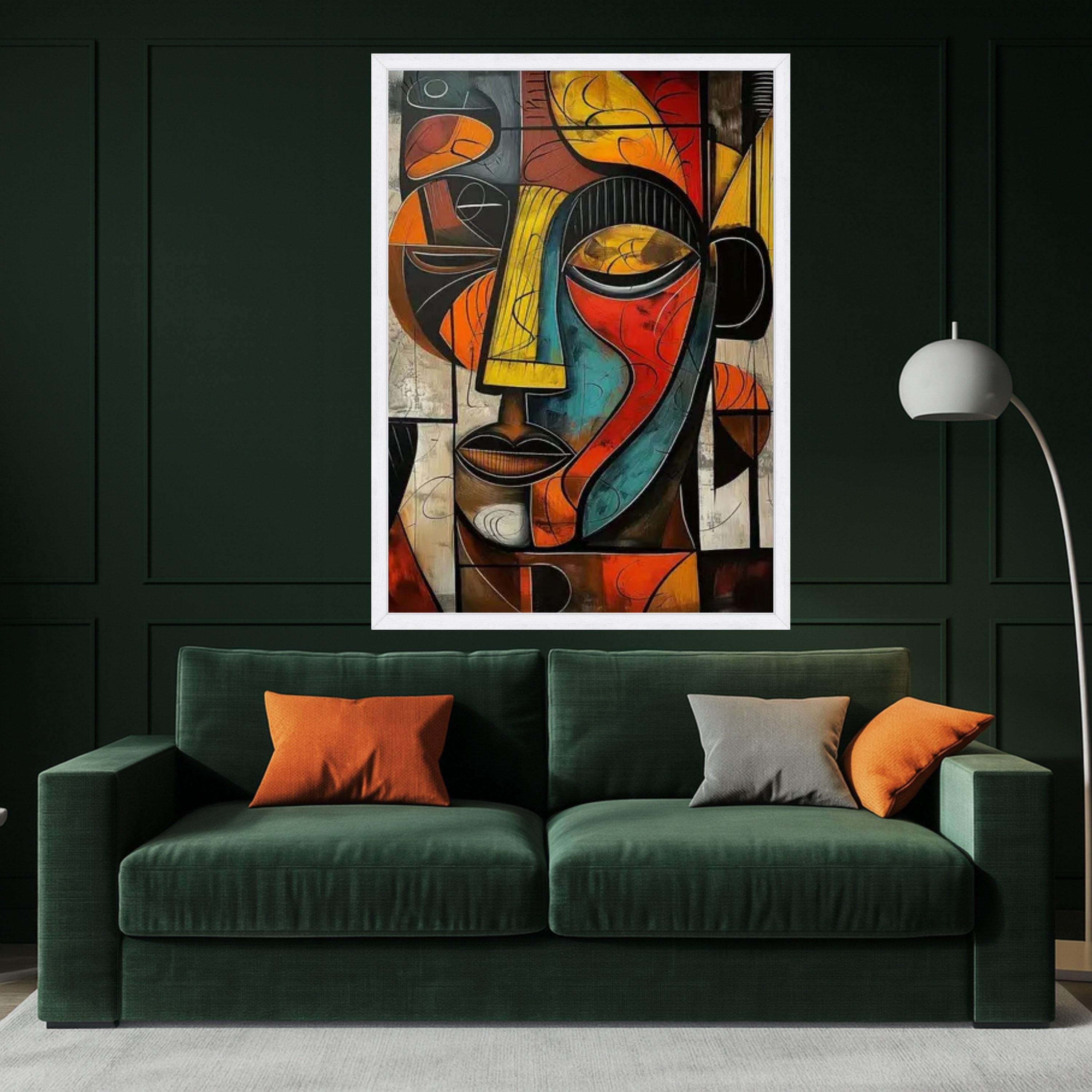 Abstract Cubism Face Canvas, Modern Geometric Wall Art, Colorful Portrait Canvas, Contemporary Home Decoration, Artistic Wall Ready To Hang,
