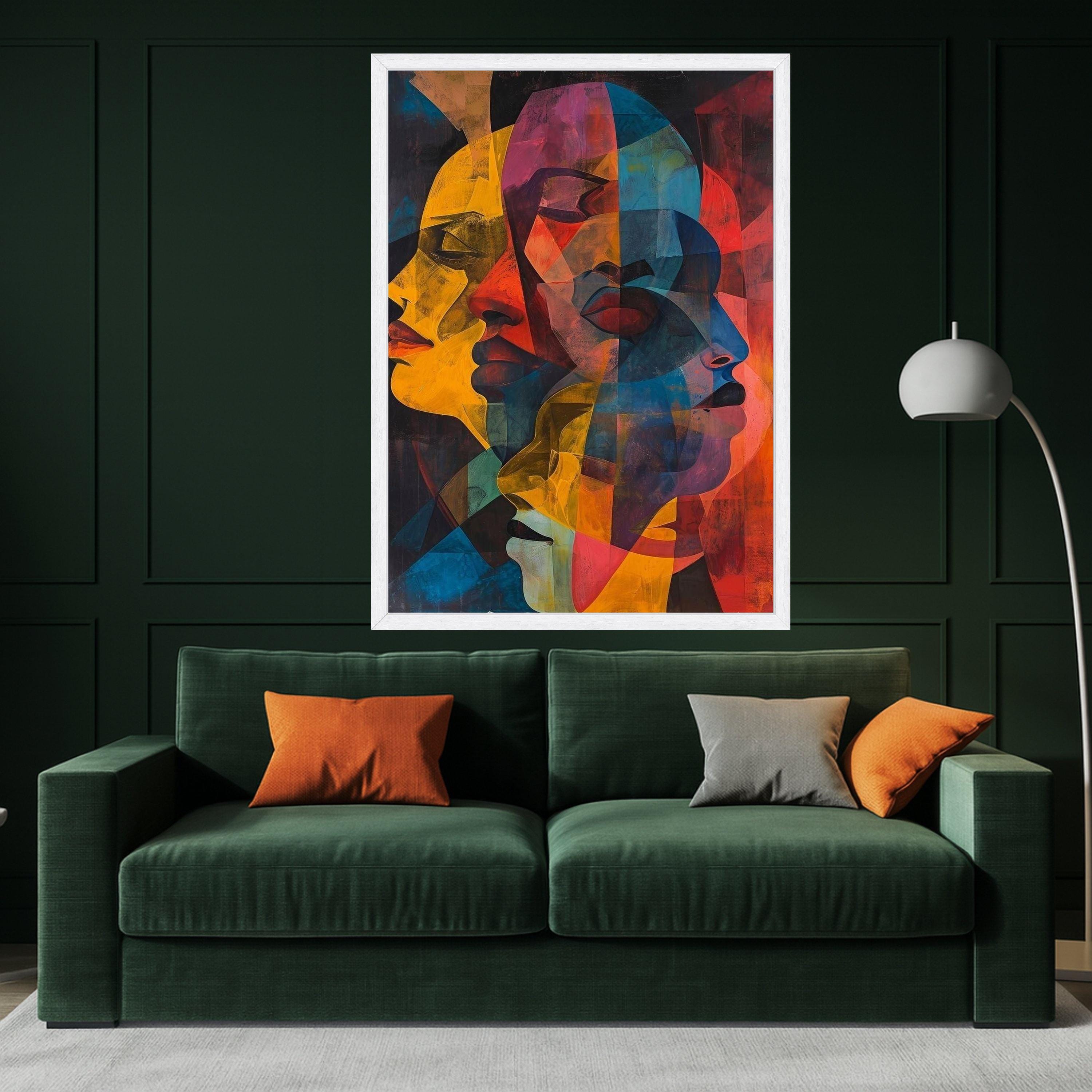 Abstract Faces Canvas Wall Art, Modern Colorful Portraits, Geometric Human Faces, Contemporary Art Print, Vibrant Home Decor Ready To Hang,