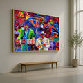 Vibrant Jazz Band Canvas, Colorful Music Wall Art, Abstract Saxophone and Trumpet Painting, Modern Canvas Decoration, Live Ready To Hang,