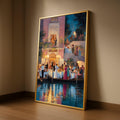 Venetian Evening Celebration, Canal Dining Scene Canvas, Romantic Italy Wall Art, Vintage Social Gathering Canvas, Elegant Ready To Hang,