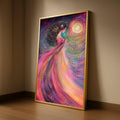 Mystical Woman in Flowing Dress Canvas, Abstract Fantasy Art, Colorful Spiritual Wall Art, Ethereal Female Portrait, Home Ready To Hang,