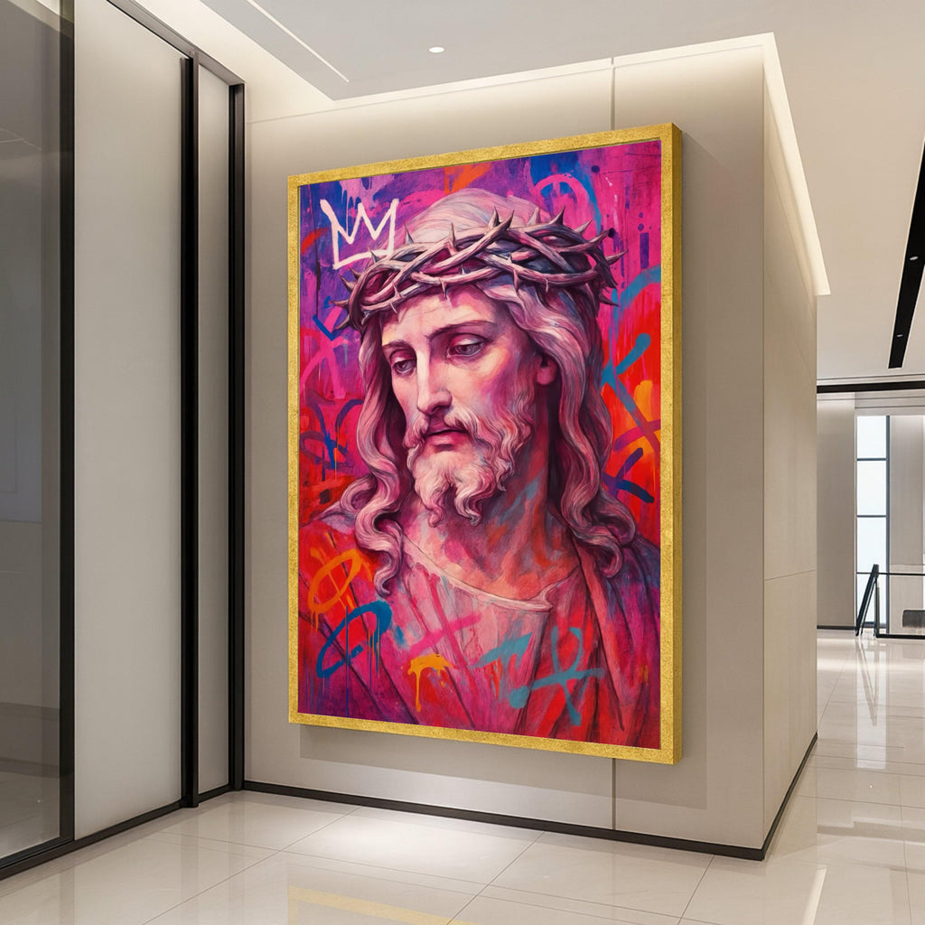 Jesus Canvas Print – Modern Religious Wall Art, Graffiti Style Wall Decor, Christian Wall Decoration, Ready to Hang Canvas