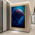 Dramatic Jesus Portrait Canvas, Crown of Thorns Wall Art, Religious Faith Decor, Spiritual Canvas Print, Dark Blue Moody Home Ready To Hang,