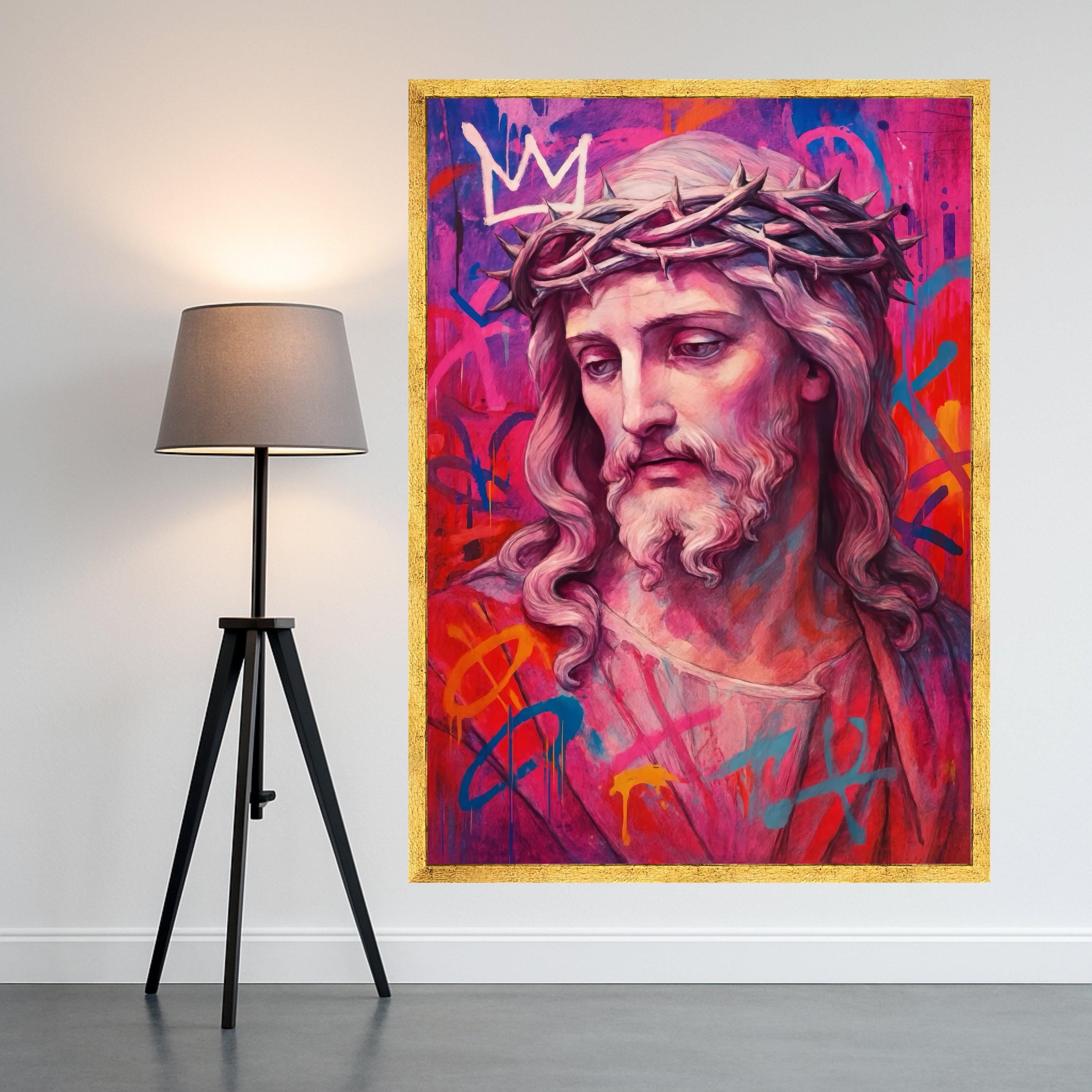 Jesus Canvas Print – Modern Religious Wall Art, Graffiti Style Wall Decor, Christian Wall Decoration, Ready to Hang Canvas