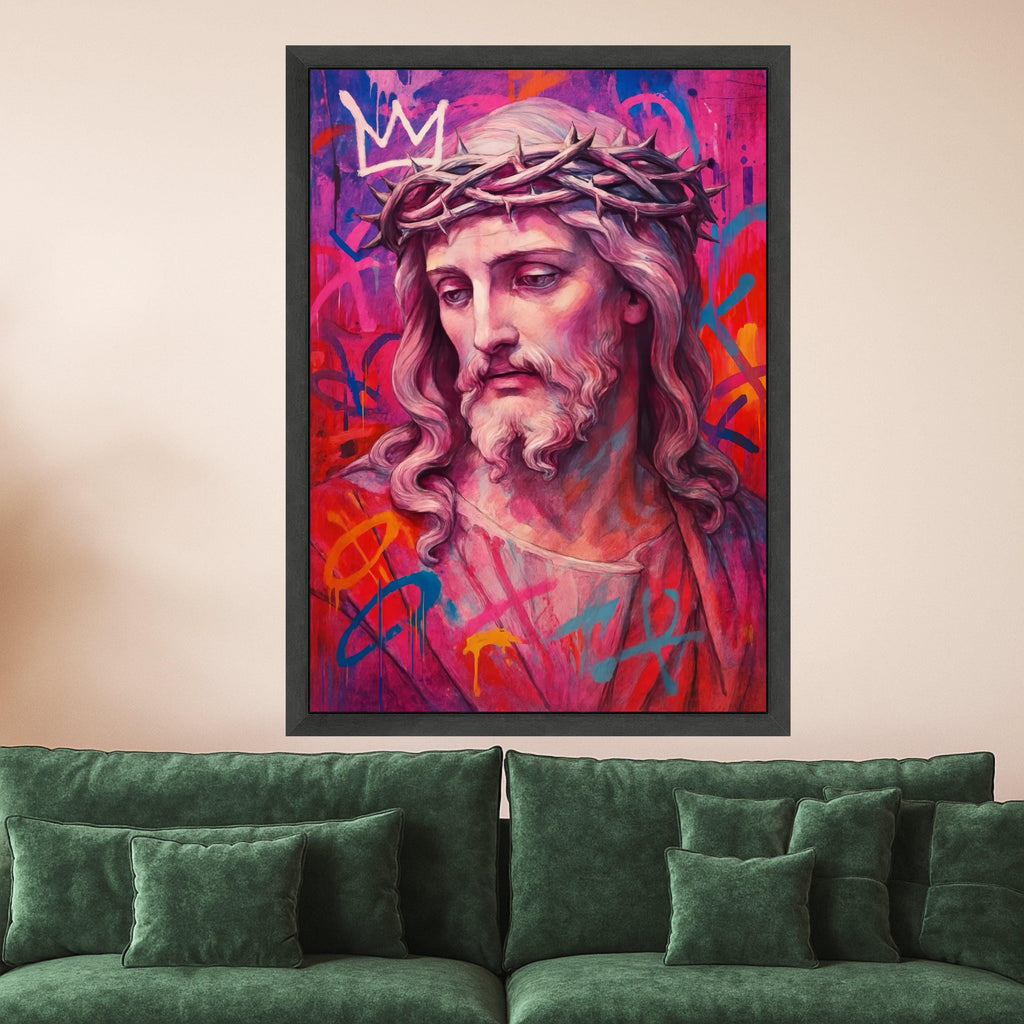 Jesus Canvas Print – Modern Religious Wall Art, Graffiti Style Wall Decor, Christian Wall Decoration, Ready to Hang Canvas