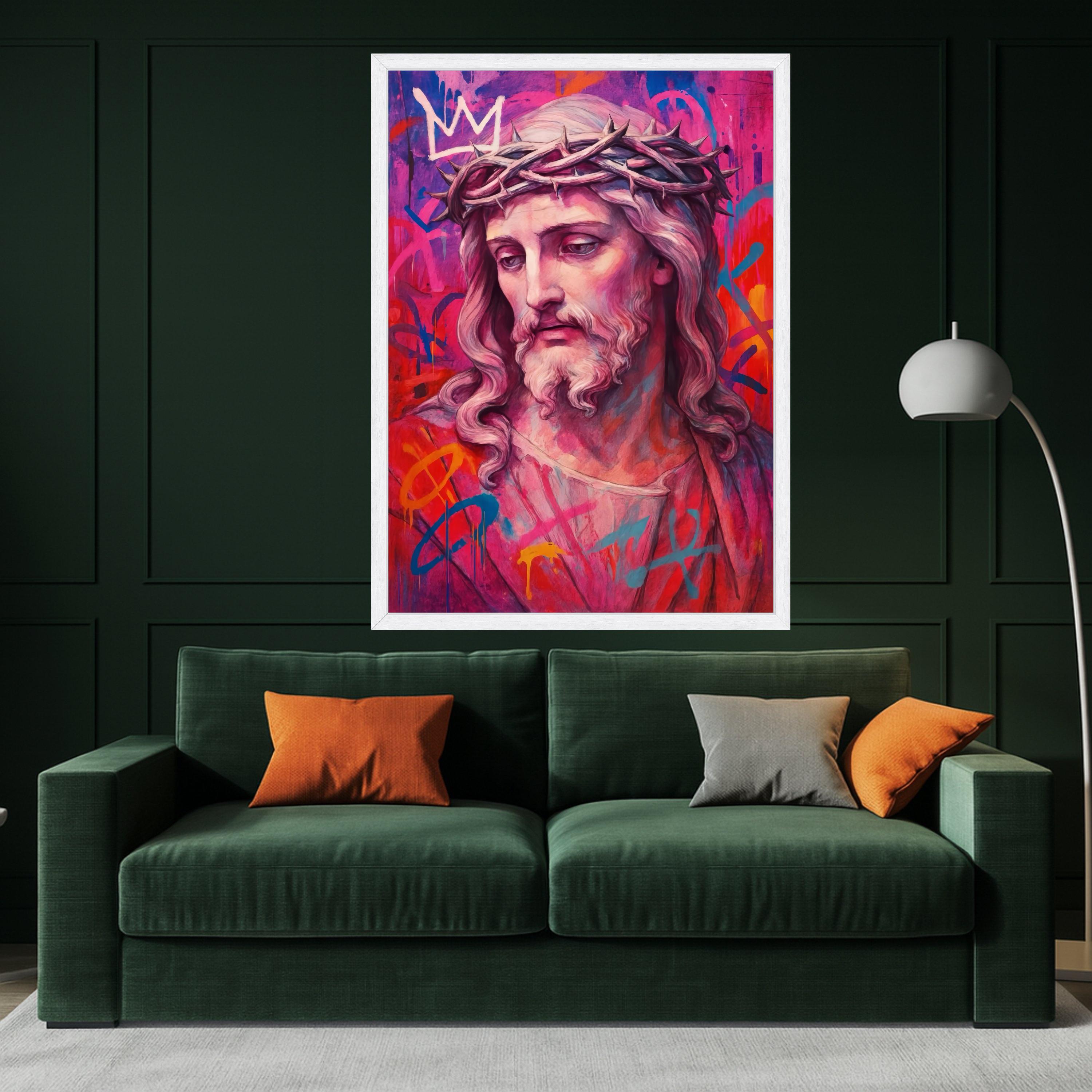 Jesus Canvas Print – Modern Religious Wall Art, Graffiti Style Wall Decor, Christian Wall Decoration, Ready to Hang Canvas