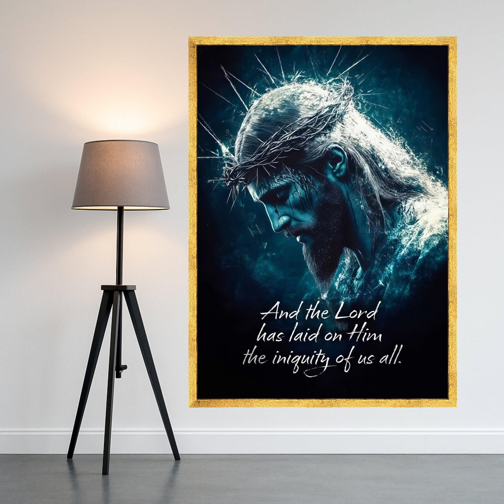 Jesus Christ Crown of Thorns Canvas, Religious Wall Art, Sacred Portrait Print, Christian Inspirational Canvas, Spiritual Ready To Hang,