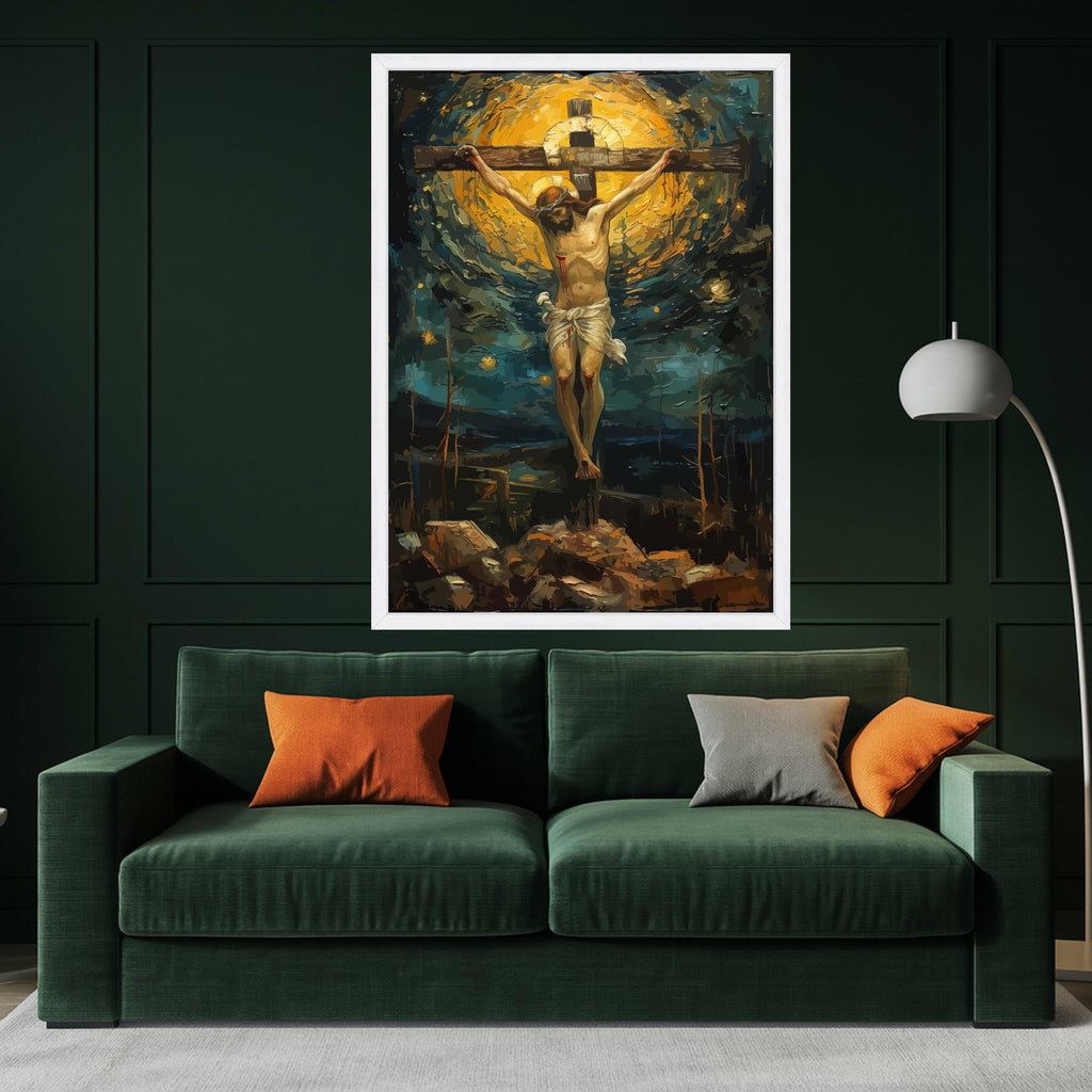 Crucifixion of Jesus Canvas Wall Art, Religious Christian Painting, Spiritual Home Decor, Biblical Scene Canvas, Ready To Hang,