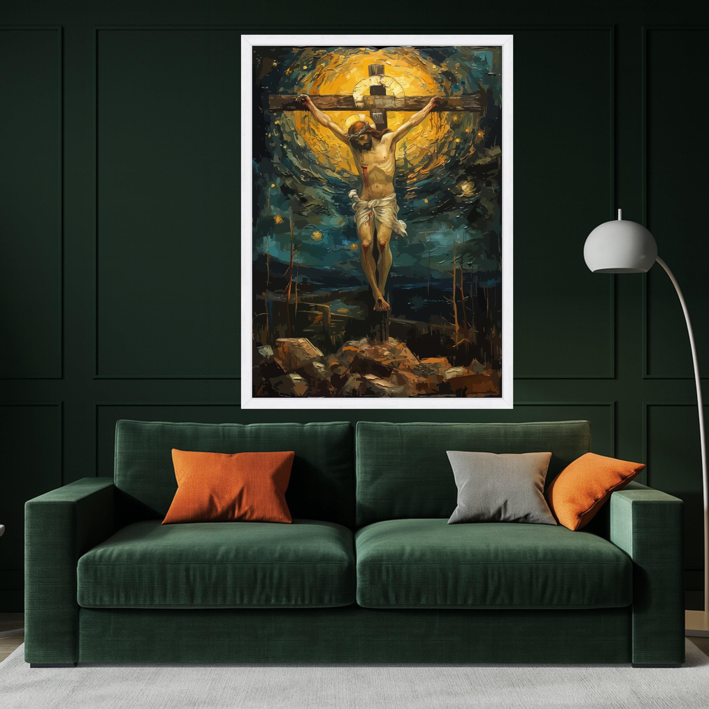 Crucifixion of Jesus Canvas Wall Art, Religious Christian Painting, Spiritual Home Decor, Biblical Scene Canvas, Ready To Hang,