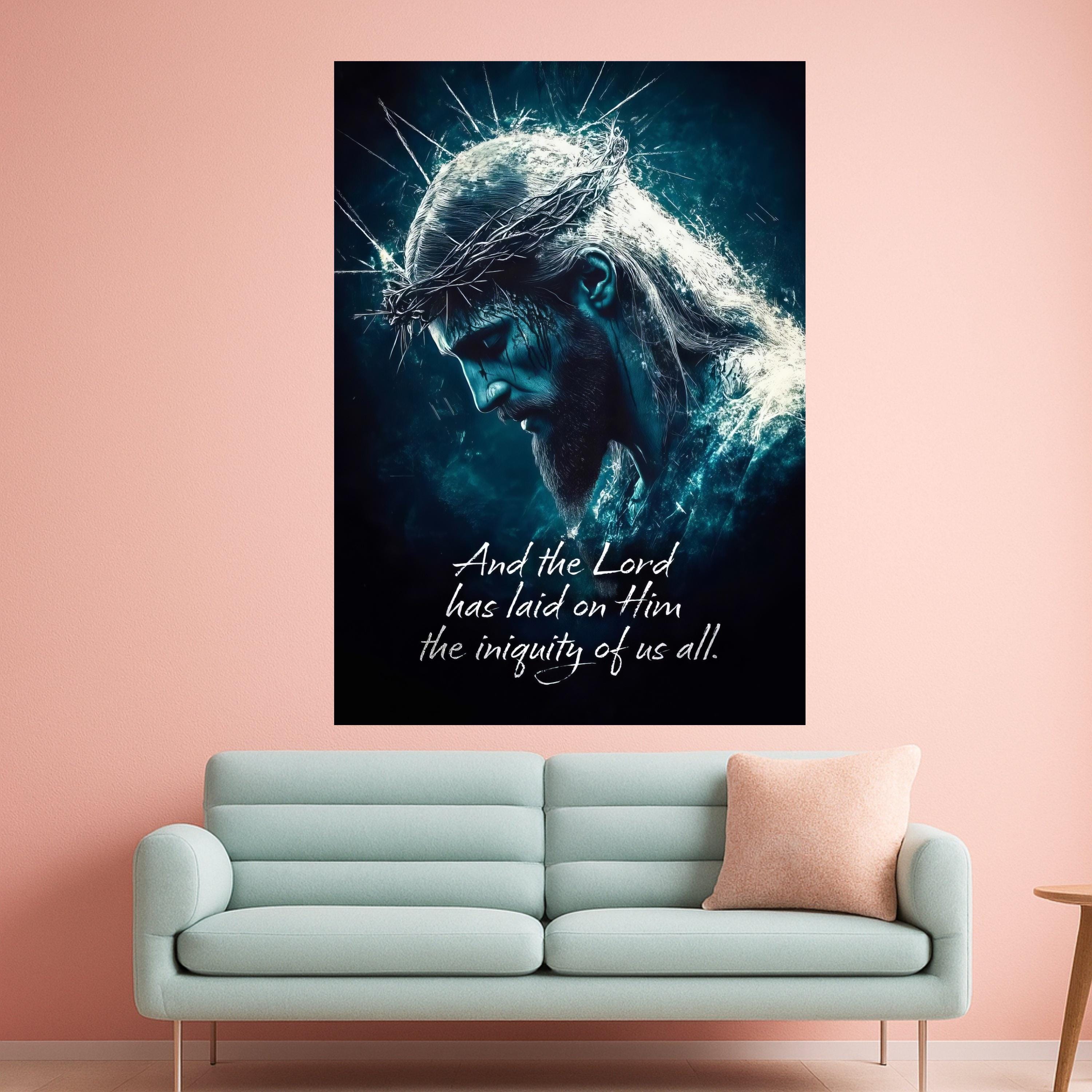 Jesus Christ Crown of Thorns Canvas, Religious Wall Art, Sacred Portrait Print, Christian Inspirational Canvas, Spiritual Ready To Hang,