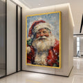 Jolly Santa Claus Canvas, Christmas Holiday Wall Art, Festive Holiday Decoration, Santa Portrait Canvas, Winter Season Wall Ready To Hang,